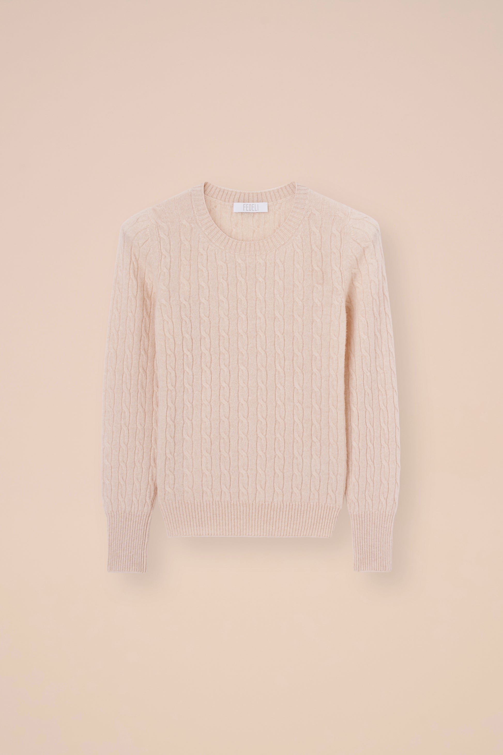 Franz Persia maglia a girocollo in cashmere a treccia - CREAM