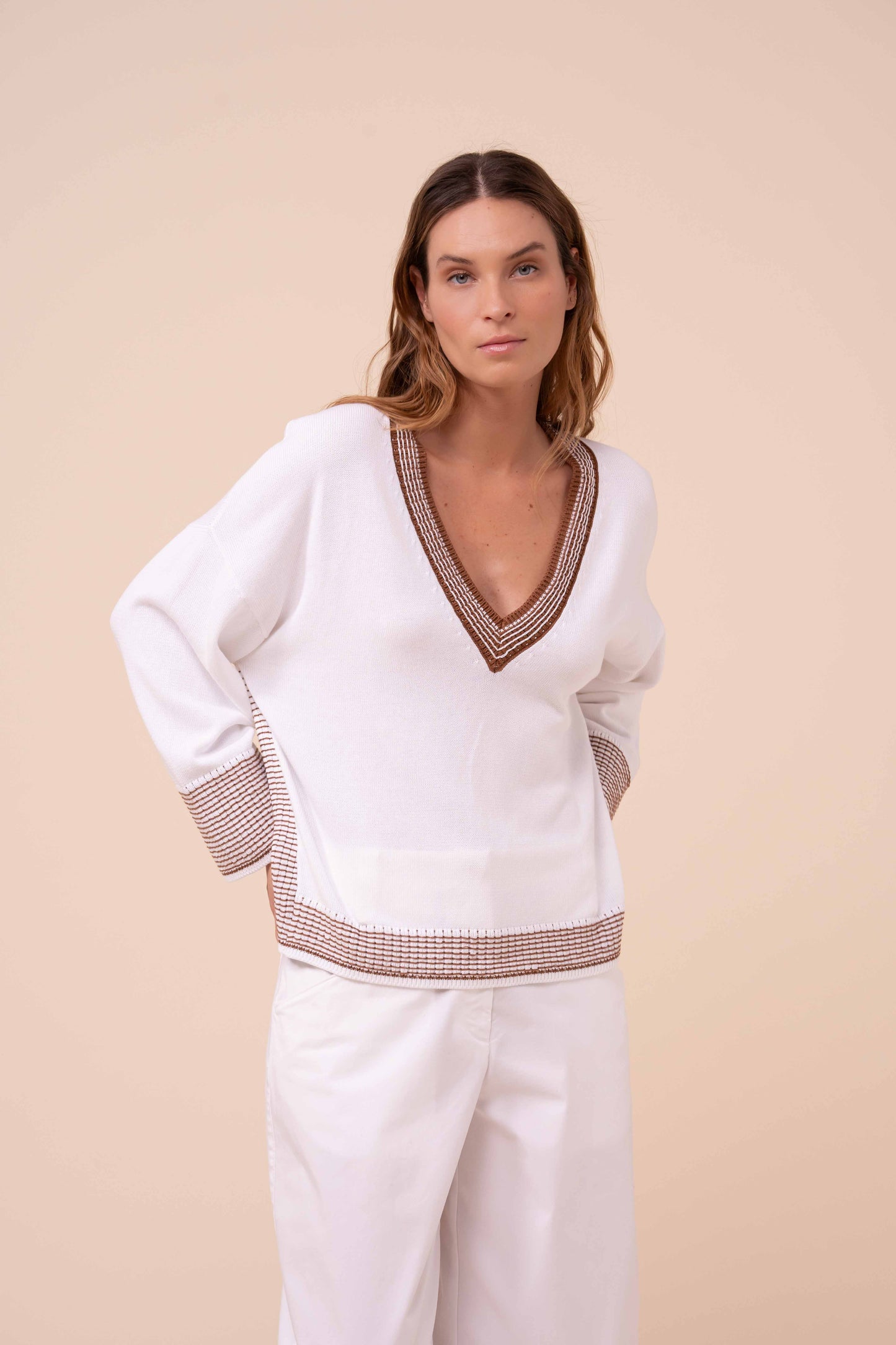 Morris Breeze maglia con scollo a V in cotone - MIDNIGHTBLUE