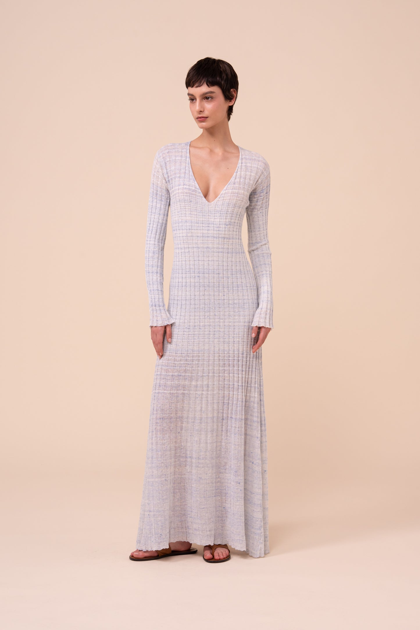 Klimt Cairo Ribbed Knit Dress - WHITE