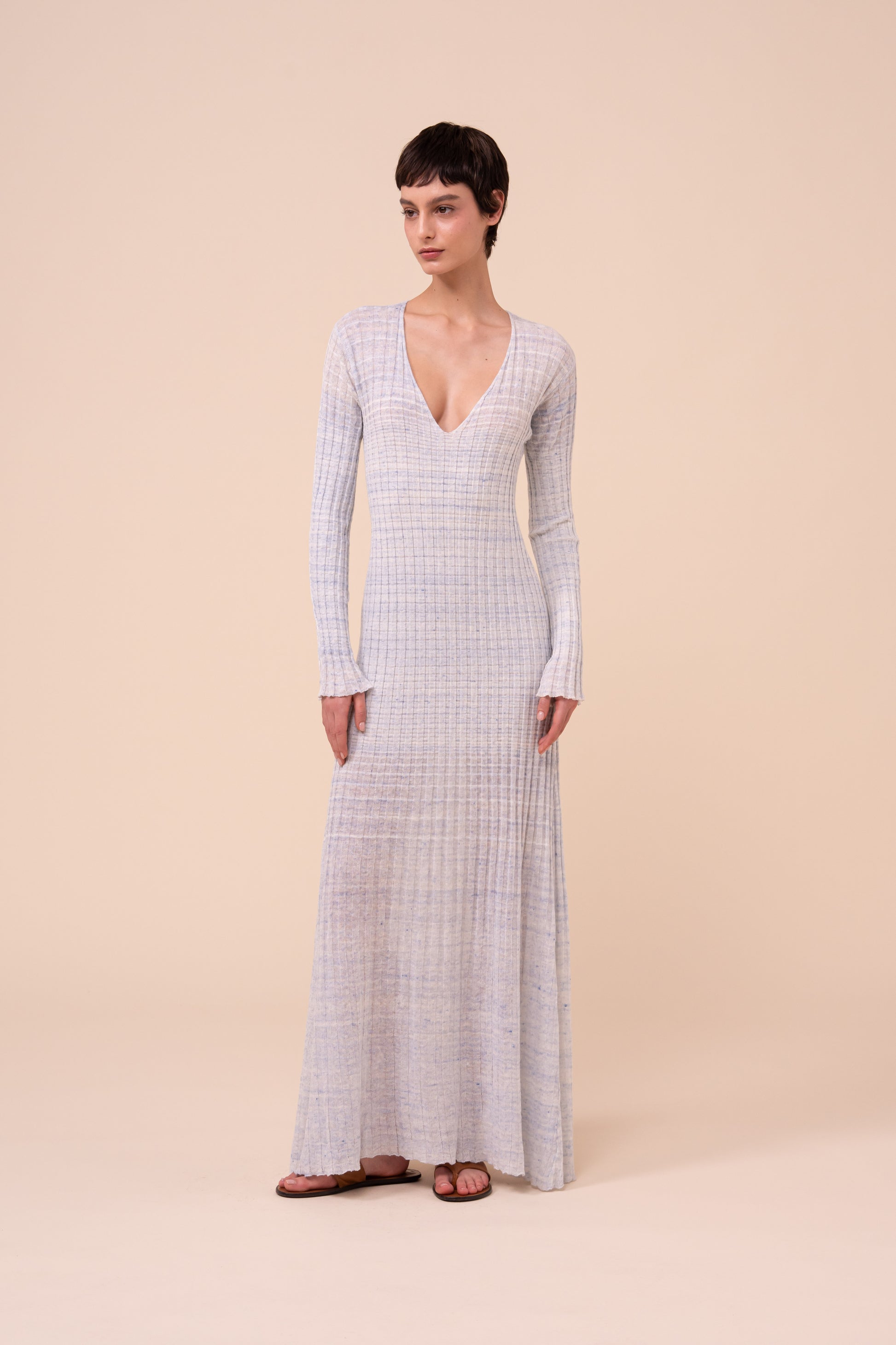 Klimt Cairo Ribbed Knit Dress - WHITE