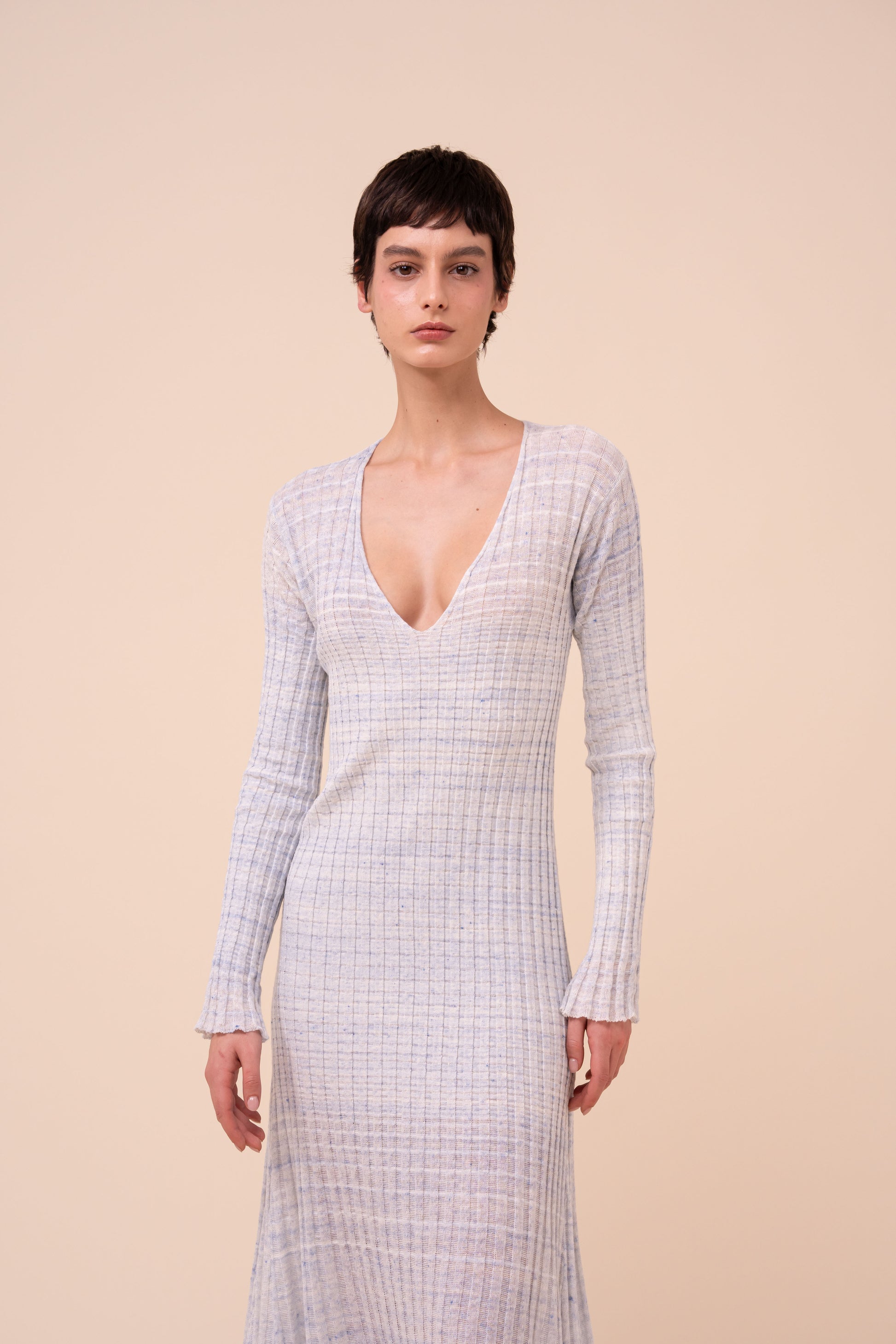 Klimt Cairo Ribbed Knit Dress - WHITE