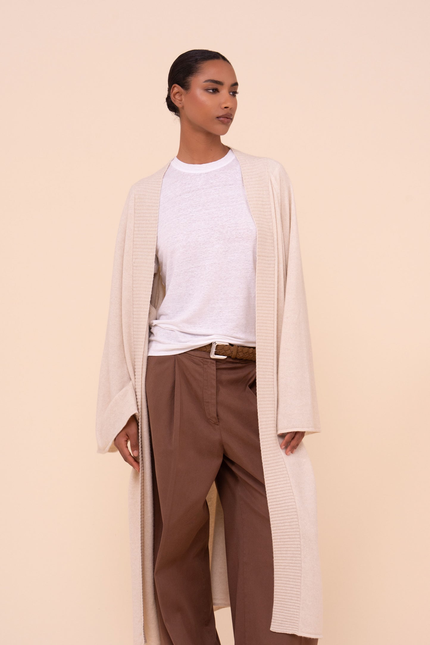 Modì Marble cardigan in cashmere e lino - CREAM