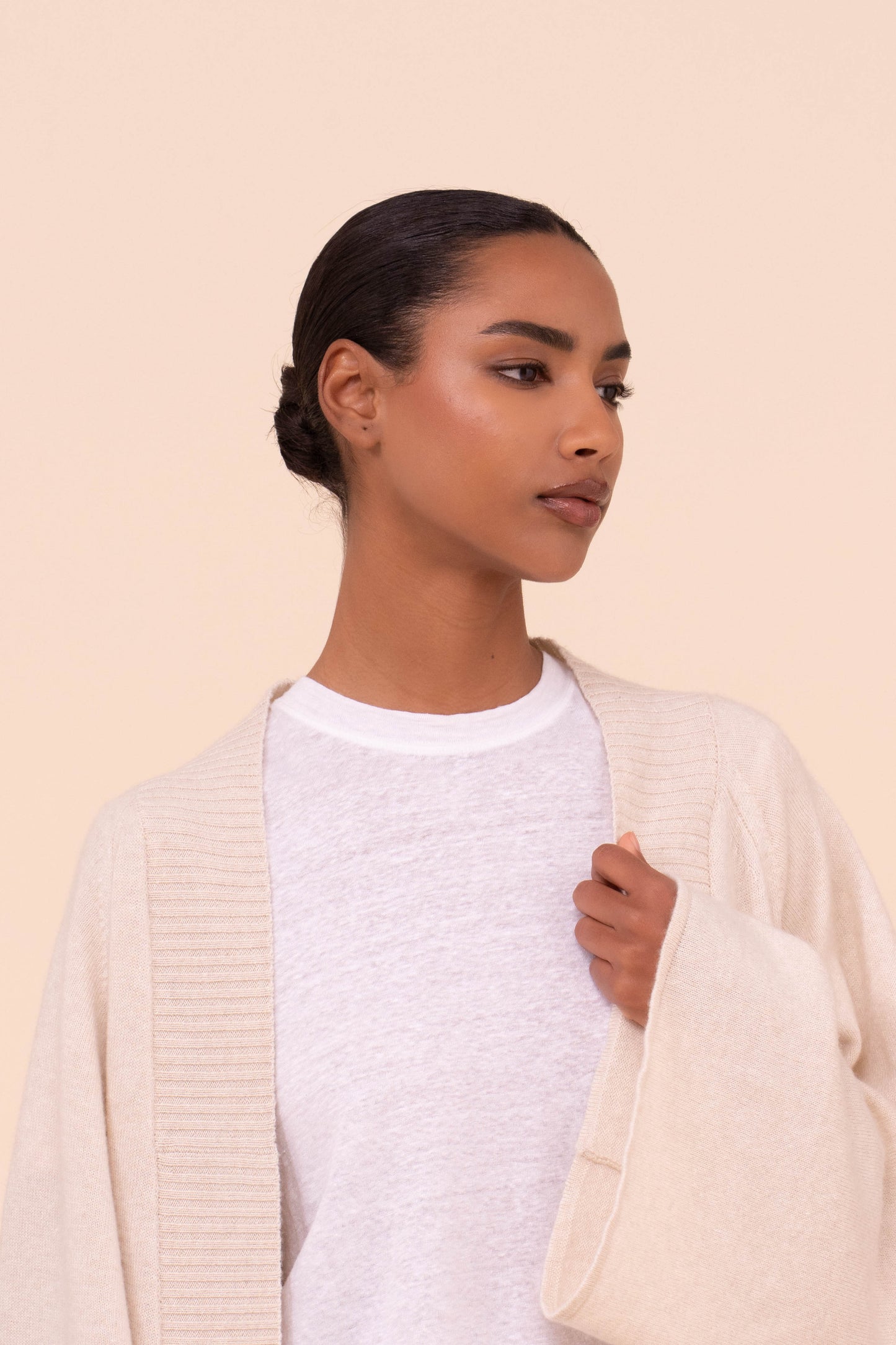 Modì Marble cardigan in cashmere e lino - CREAM