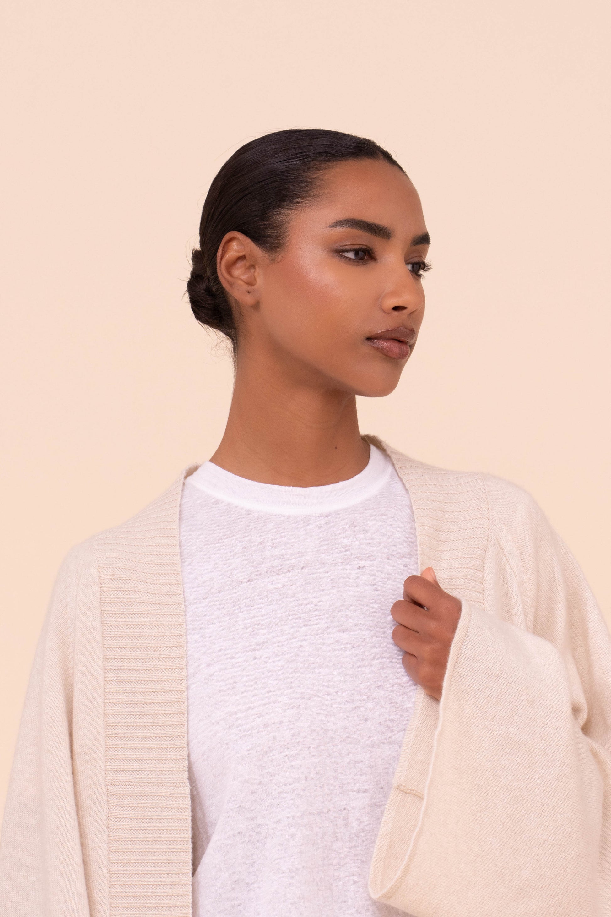 Modì Marble cardigan in cashmere e lino - CREAM