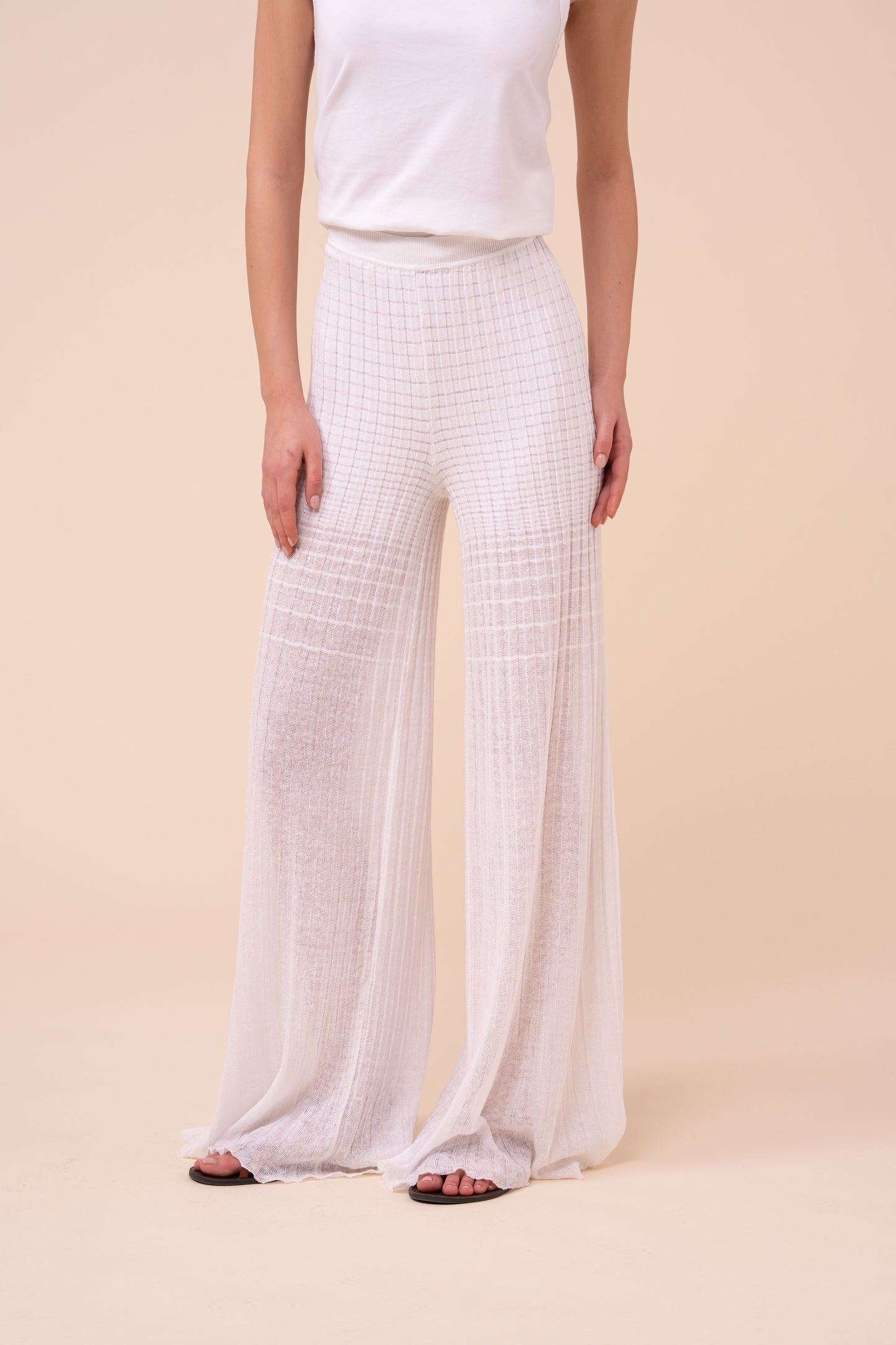 Renoir Cairo pantaloni plissettati in lino e cotone - SKYBLUE