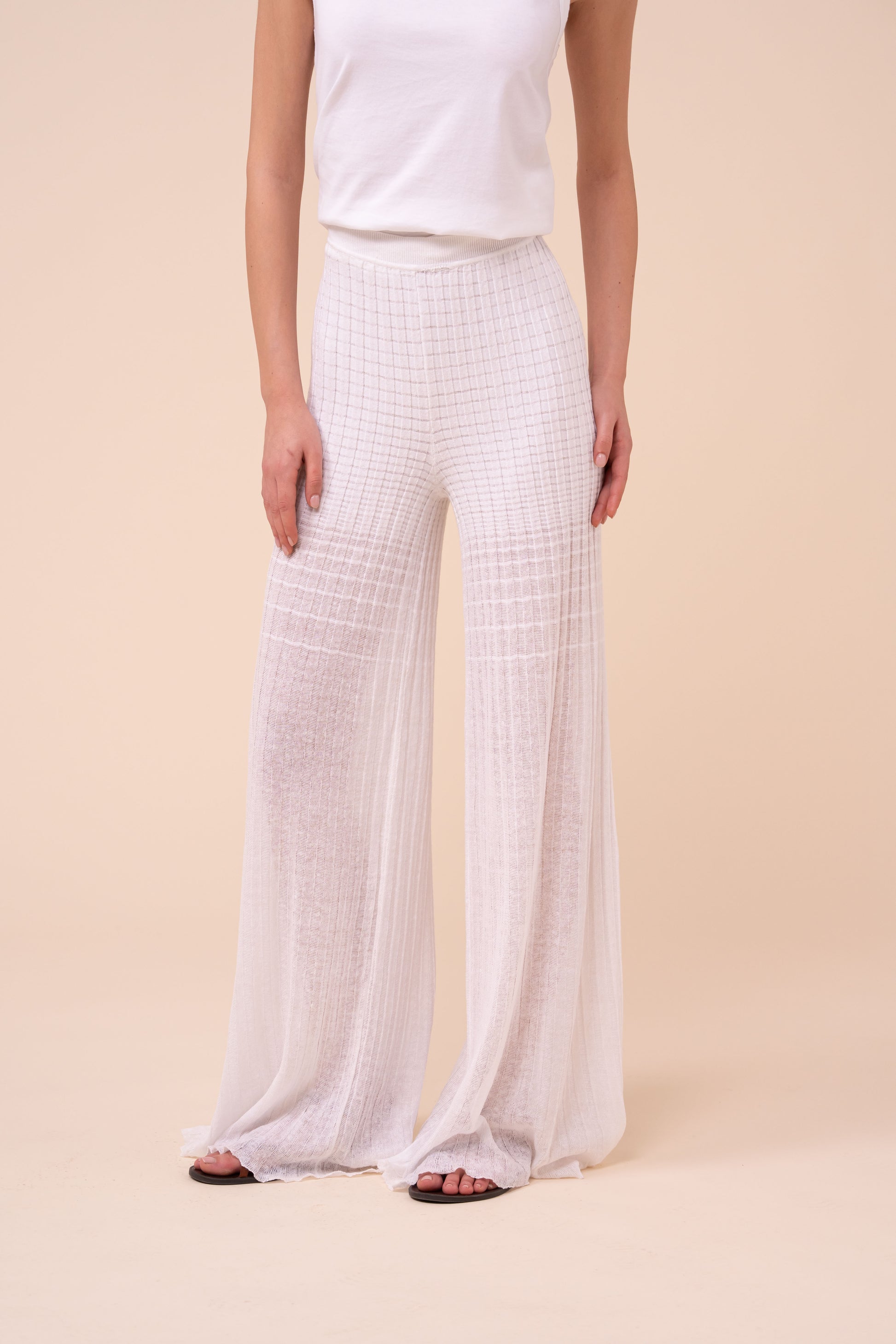 Renoir Cairo pantaloni plissettati in lino e cotone - SKYBLUE