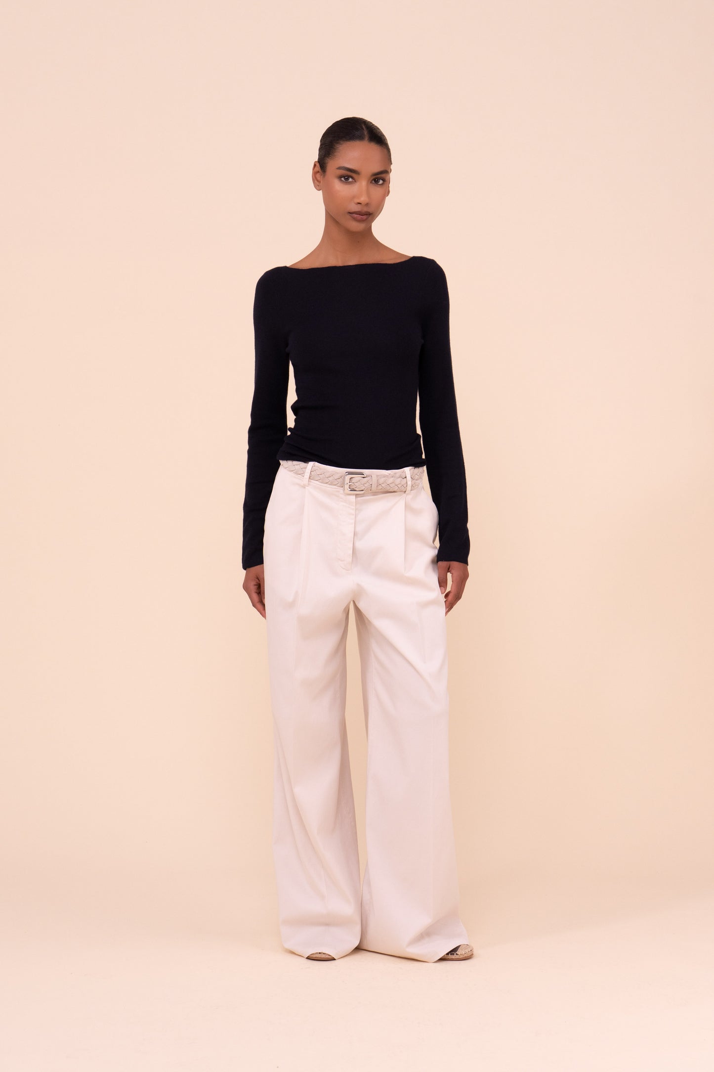 Haring Pearly maglia in cashmere e seta con scollo a barchetta - MIDNIGHTBLUE