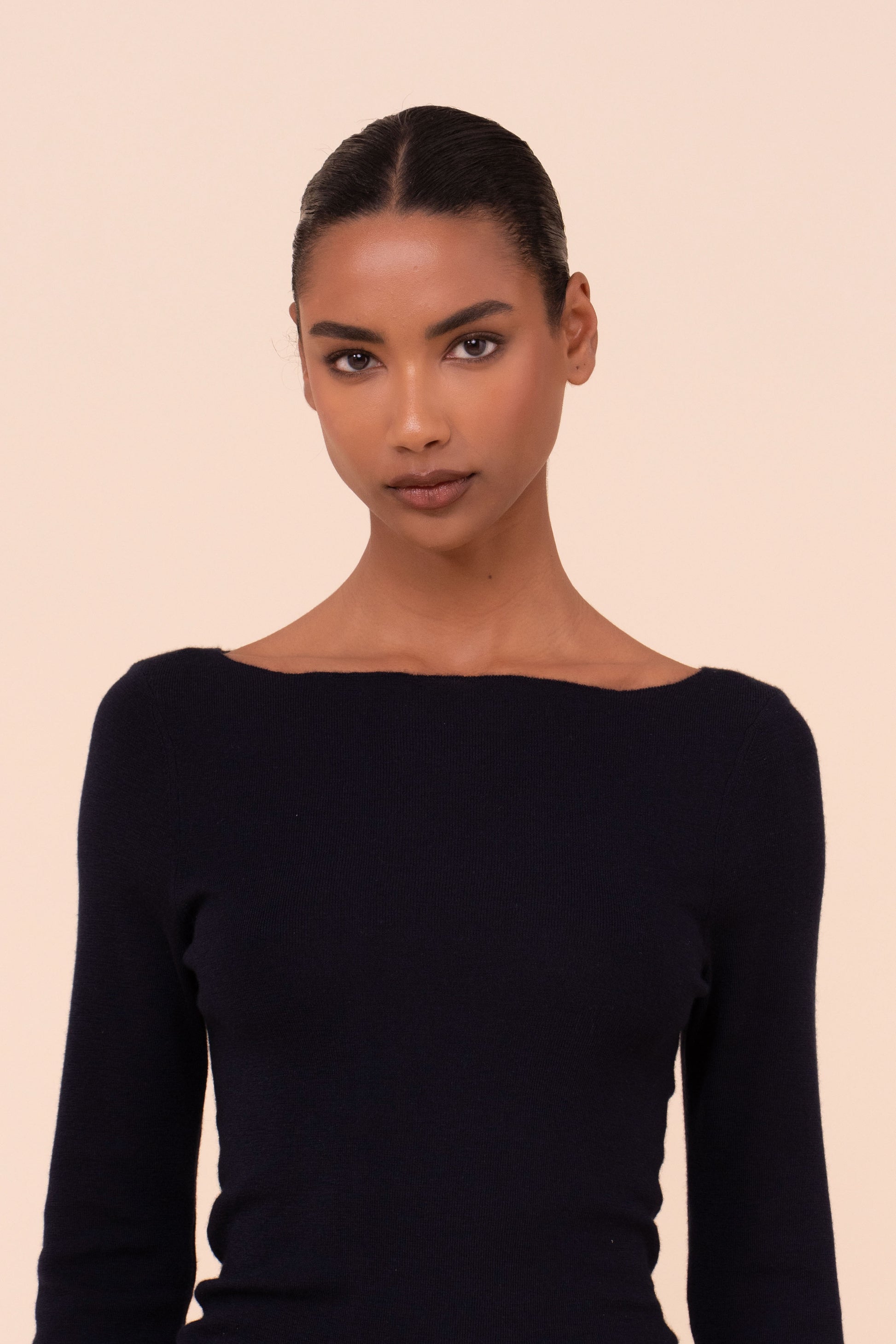 Haring Pearly maglia in cashmere e seta con scollo a barchetta - MIDNIGHTBLUE