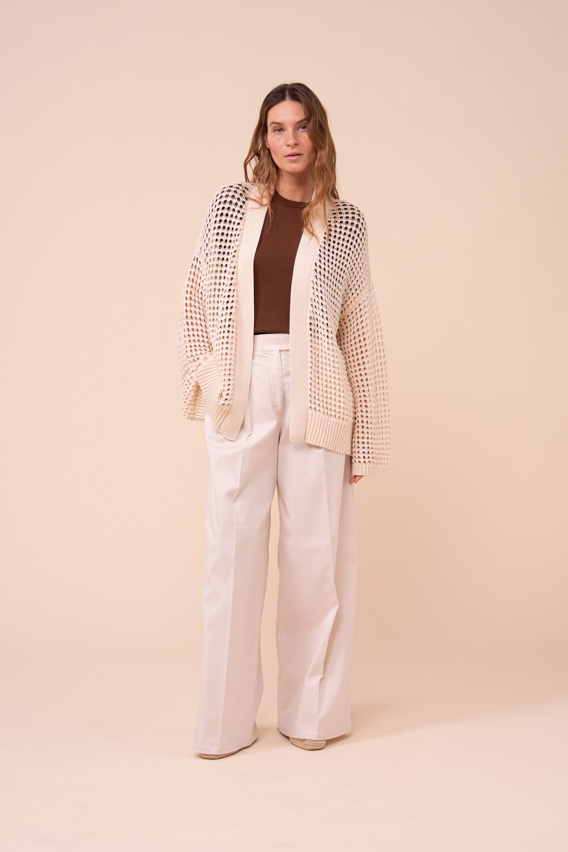 Munari Papiro Cotton Kimono Cardigan - CREAM