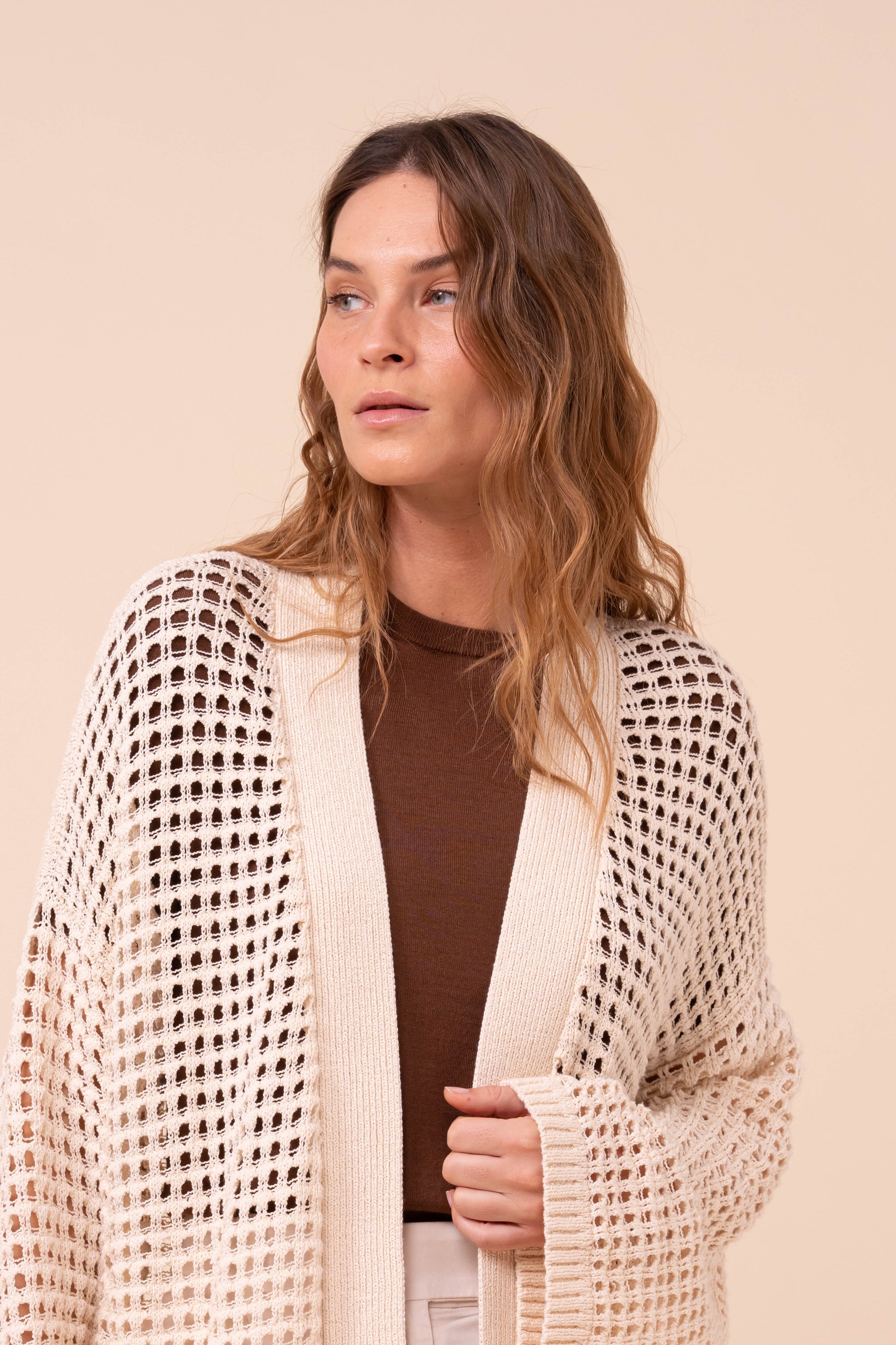 Munari Papiro Cotton Kimono Cardigan - CREAM