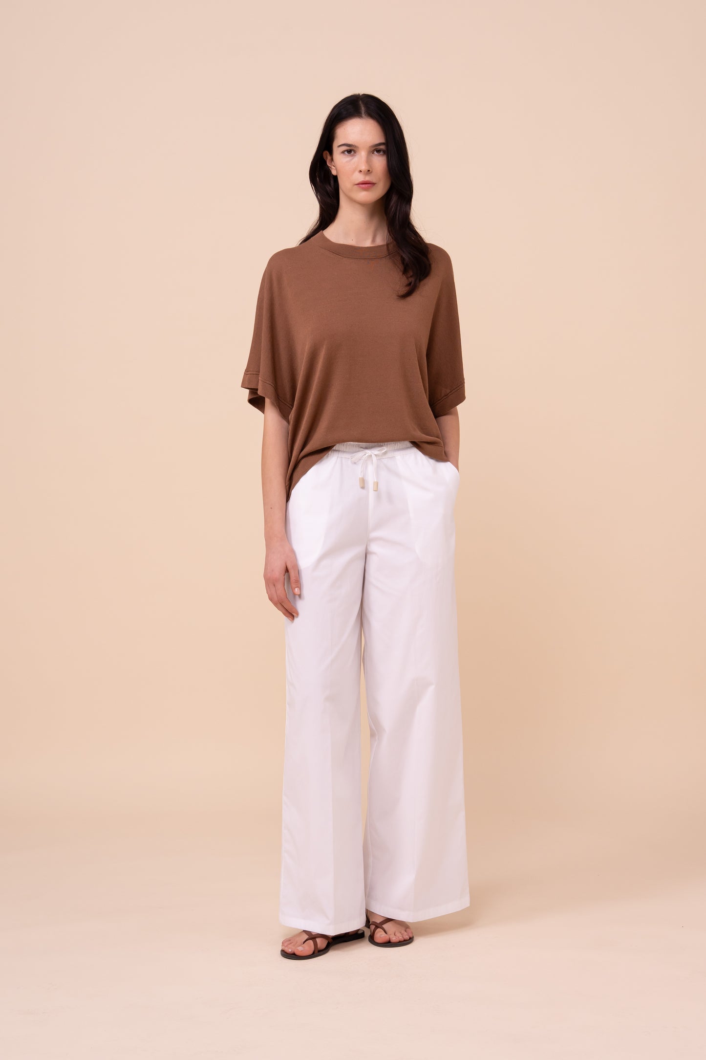 Millet Viscose and Linen Blend Crewneck - SIENNA