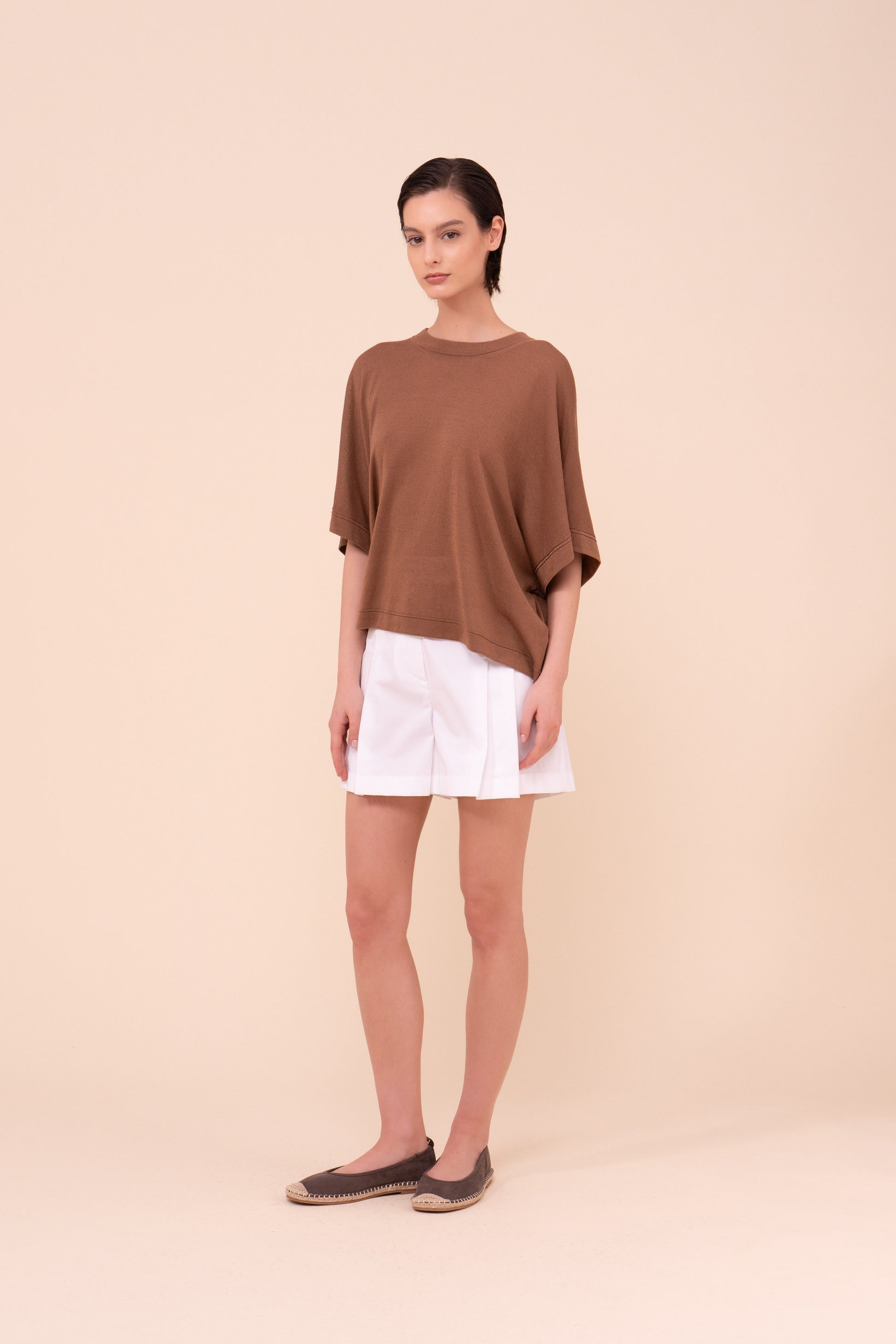 Millet Viscose and Linen Blend Crewneck - SIENNA
