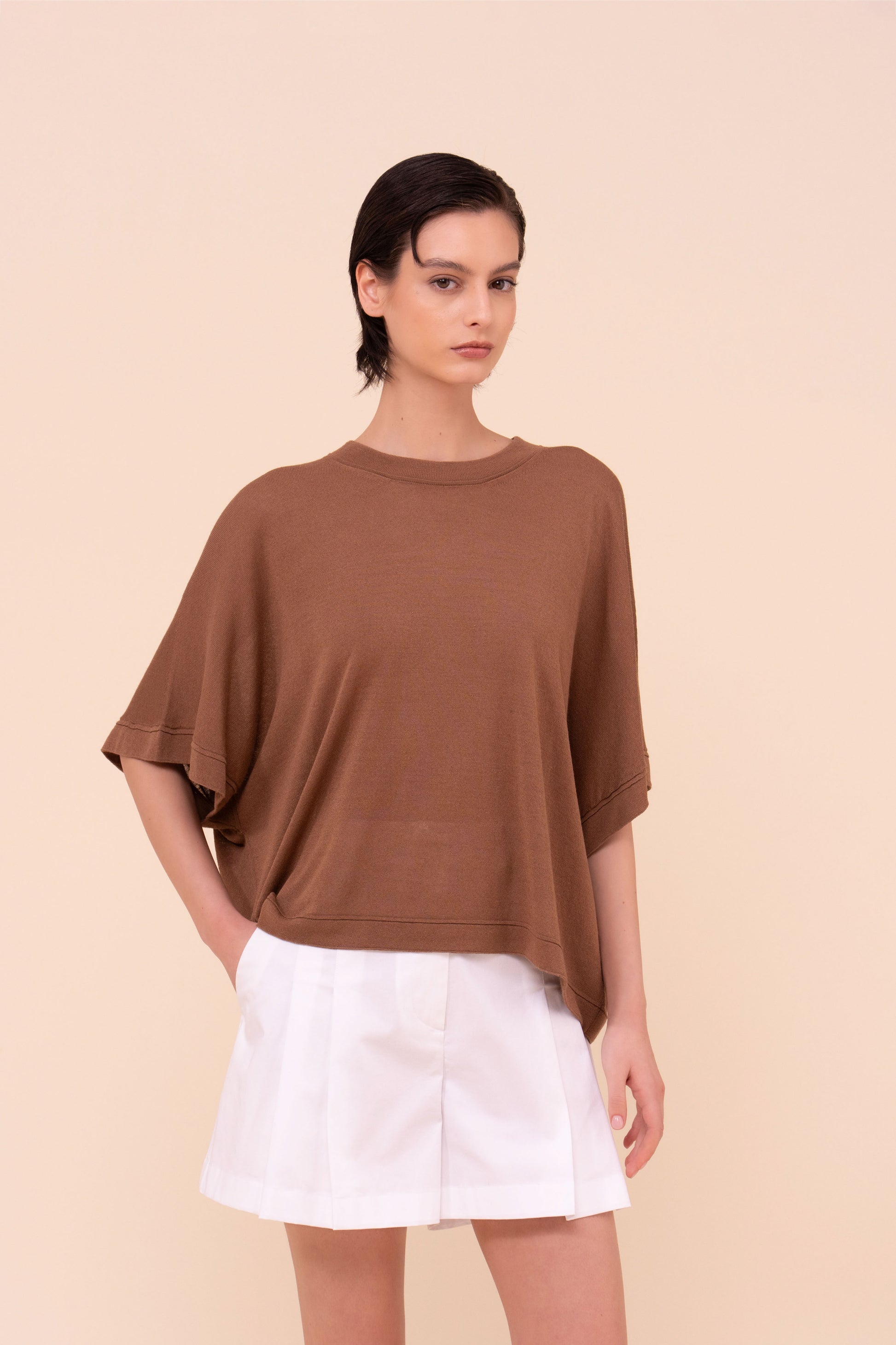 Millet Viscose and Linen Blend Crewneck - SIENNA
