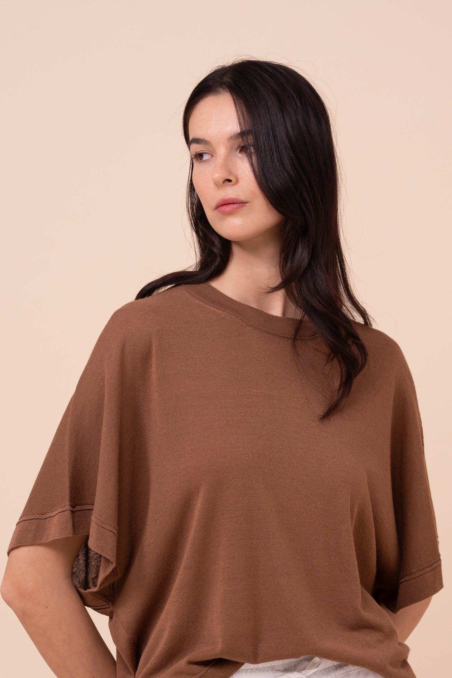 Millet Viscose and Linen Blend Crewneck - SIENNA
