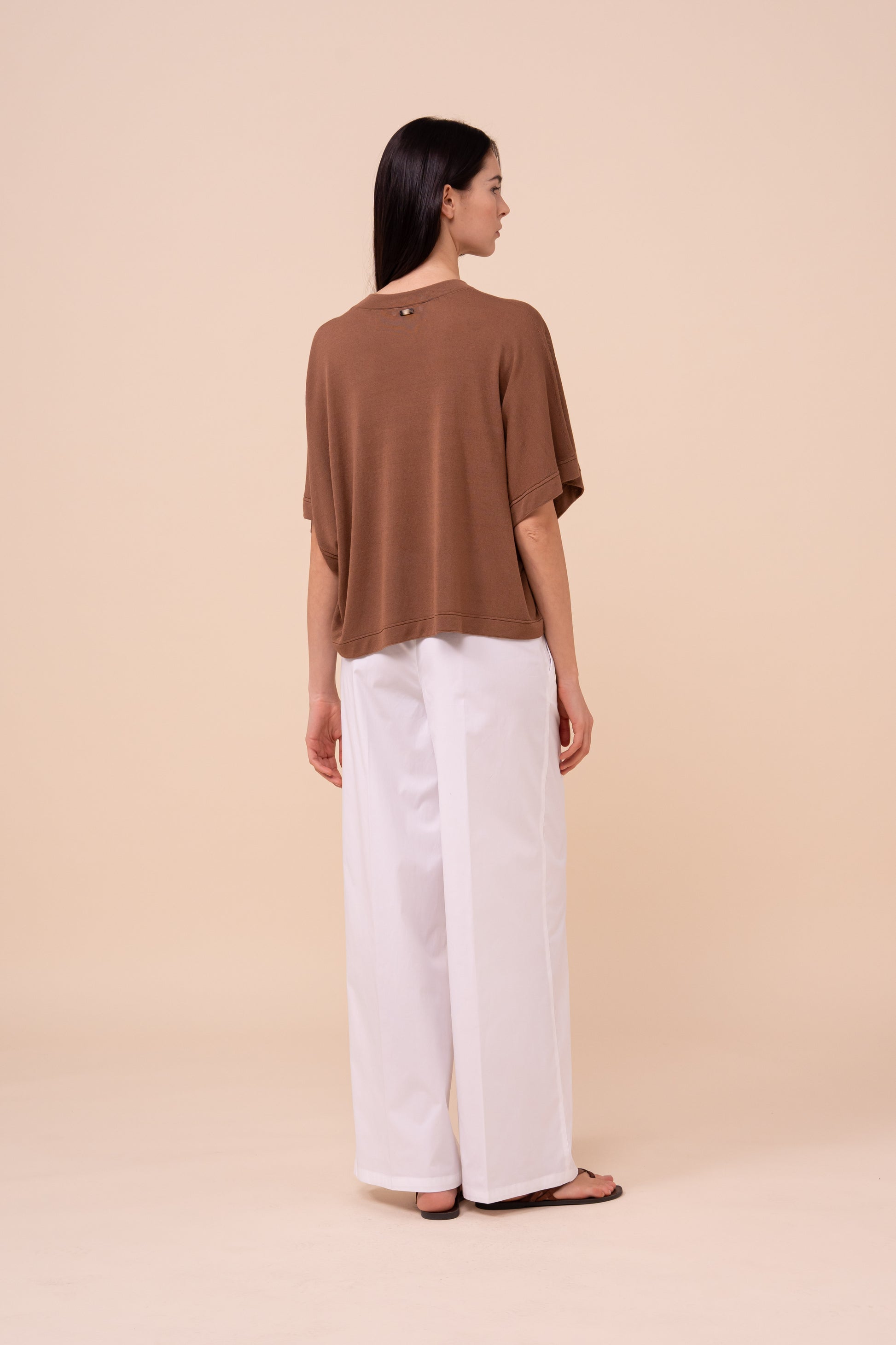 Millet Viscose and Linen Blend Crewneck - SIENNA