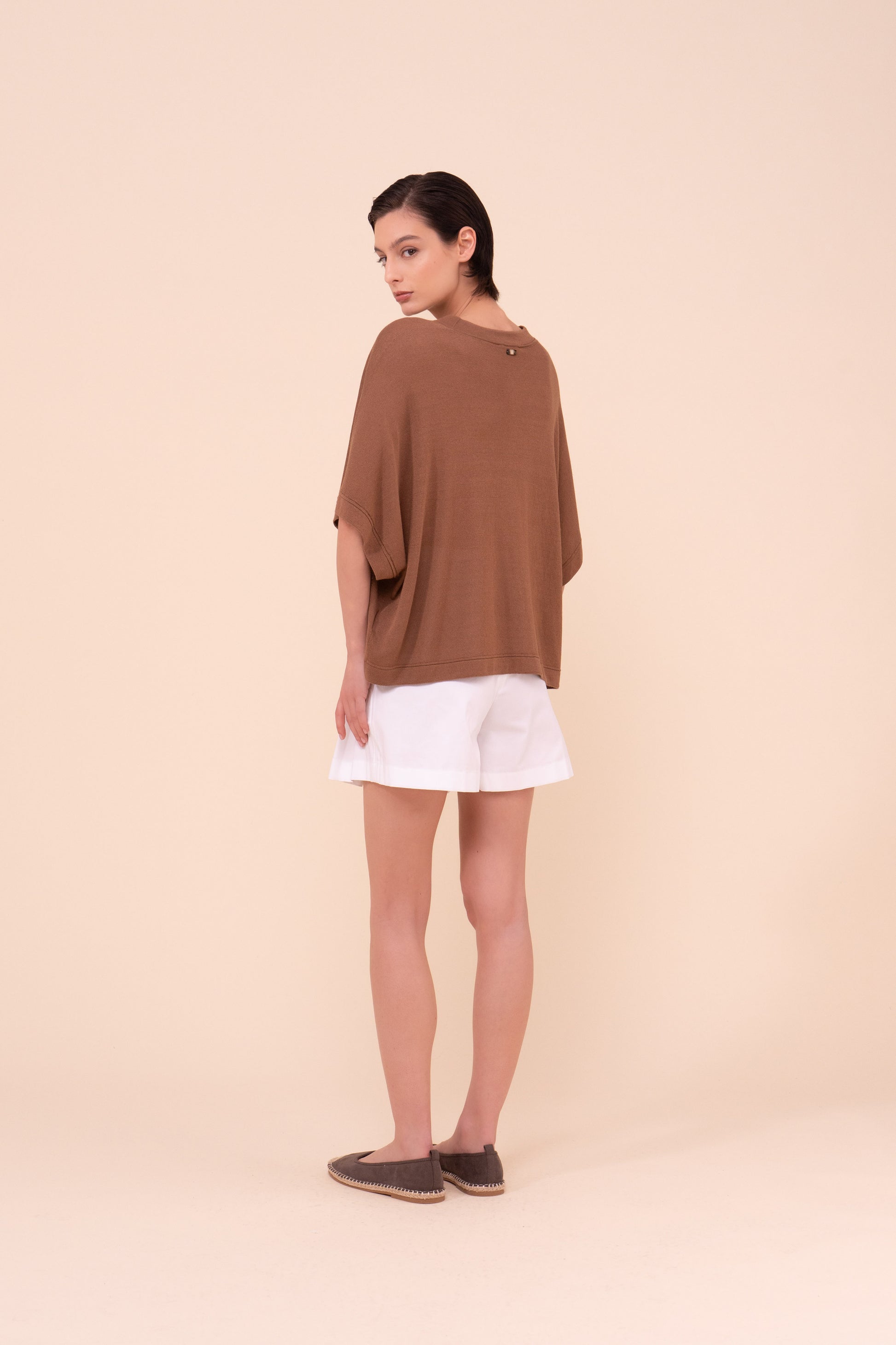 Millet Viscose and Linen Blend Crewneck - SIENNA
