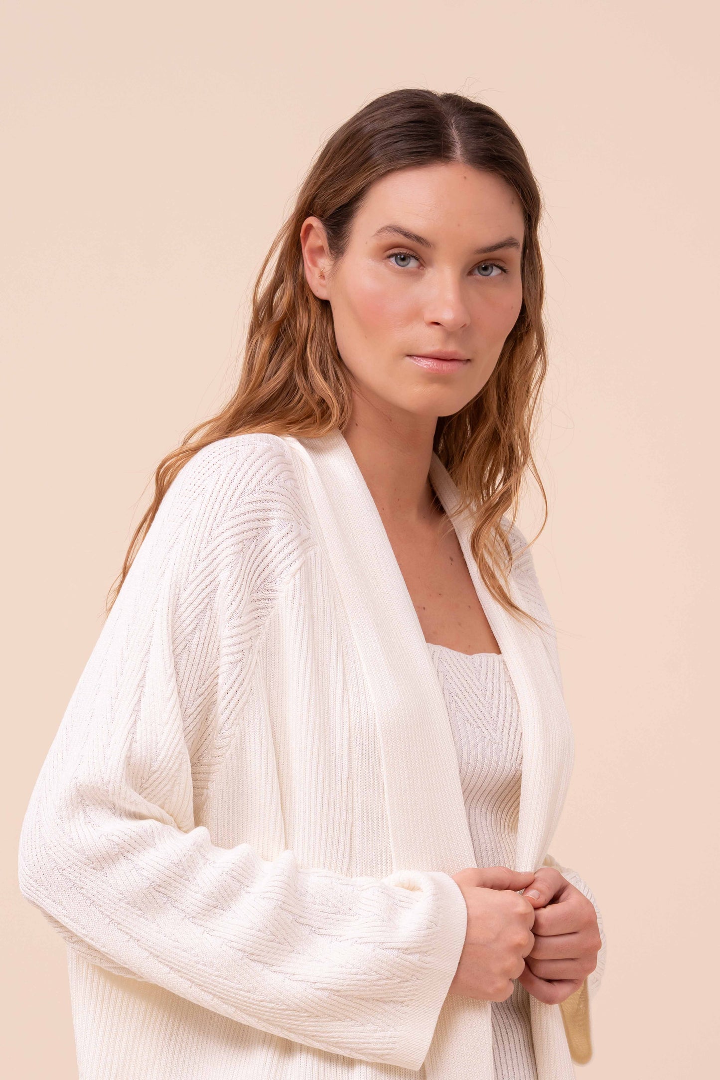 Camille Tile cardigan con collo a scialle in blend di cotone - ICE