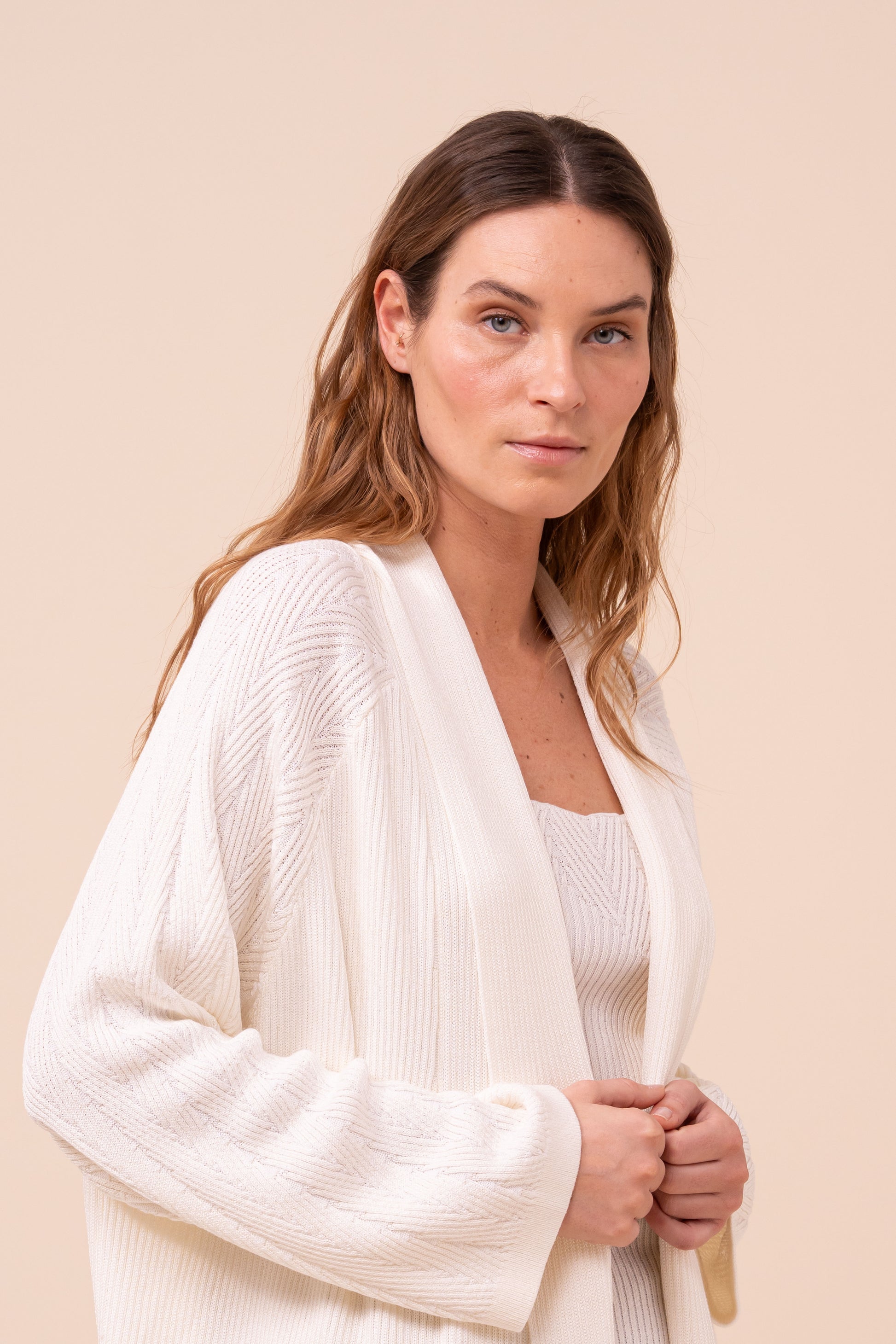 Camille Tile cardigan con collo a scialle in blend di cotone - ICE