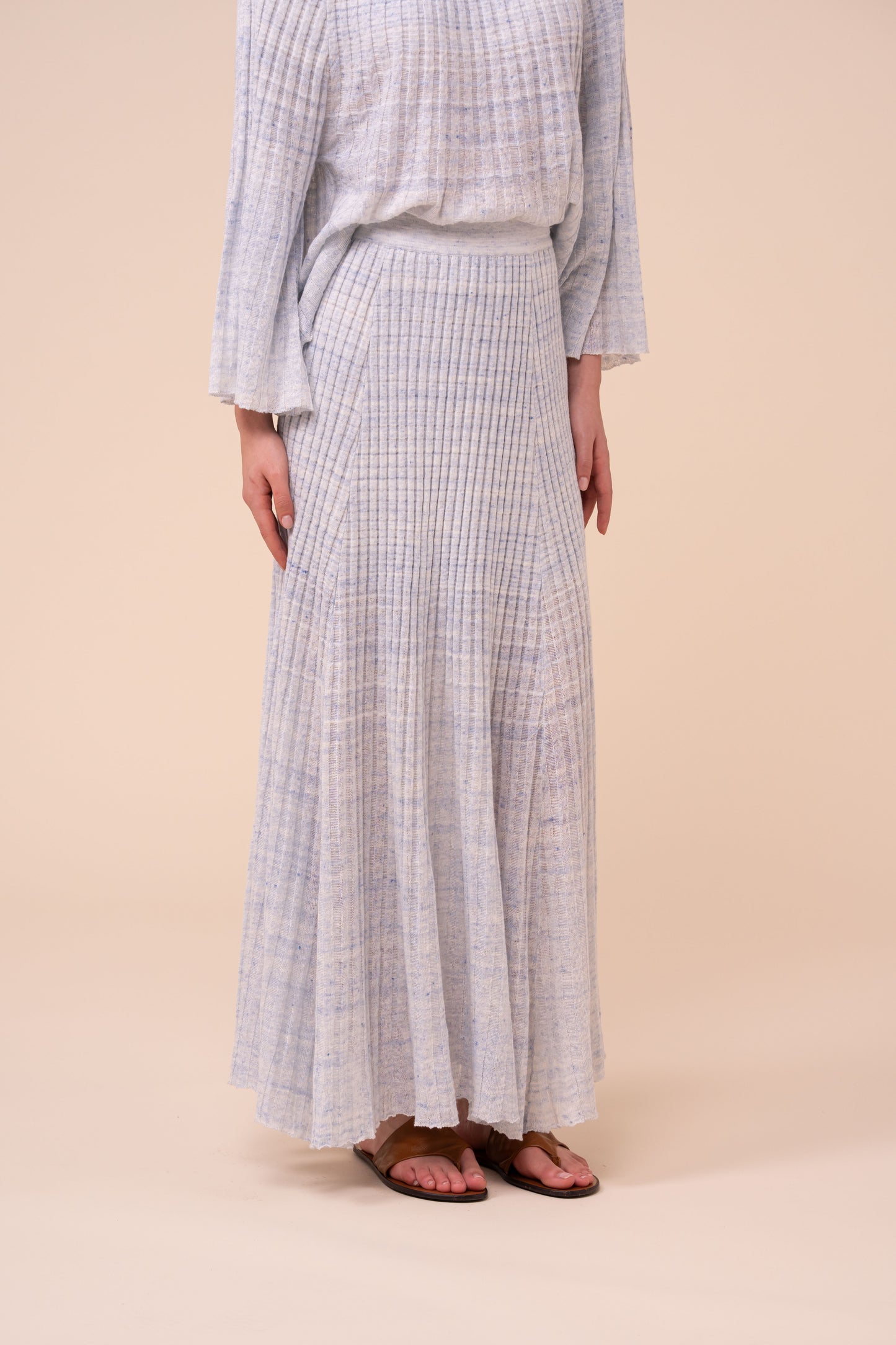 Ellen Cairo Ribbed Knit Skirt - WHITE