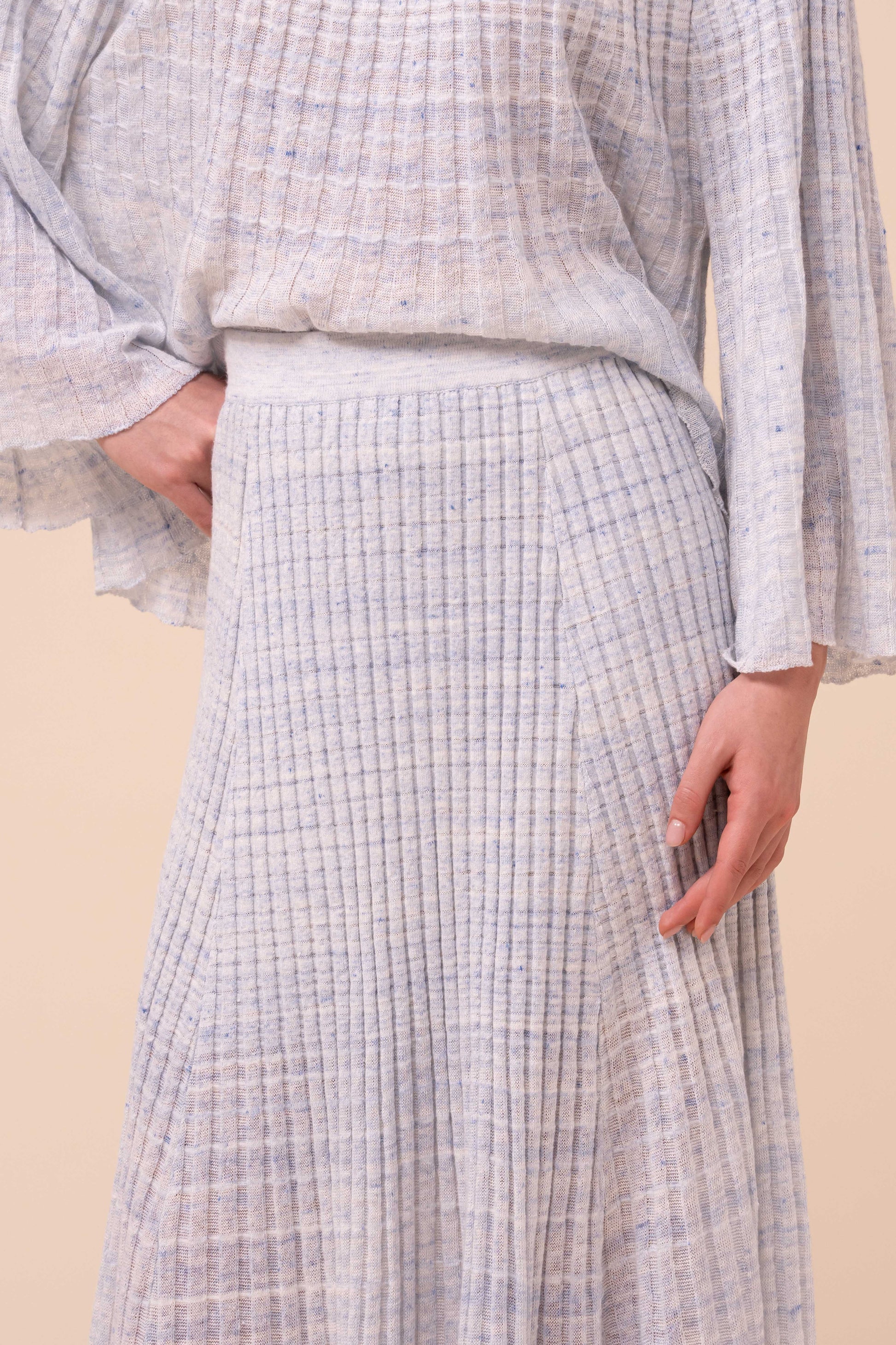 Ellen Cairo Ribbed Knit Skirt - WHITE
