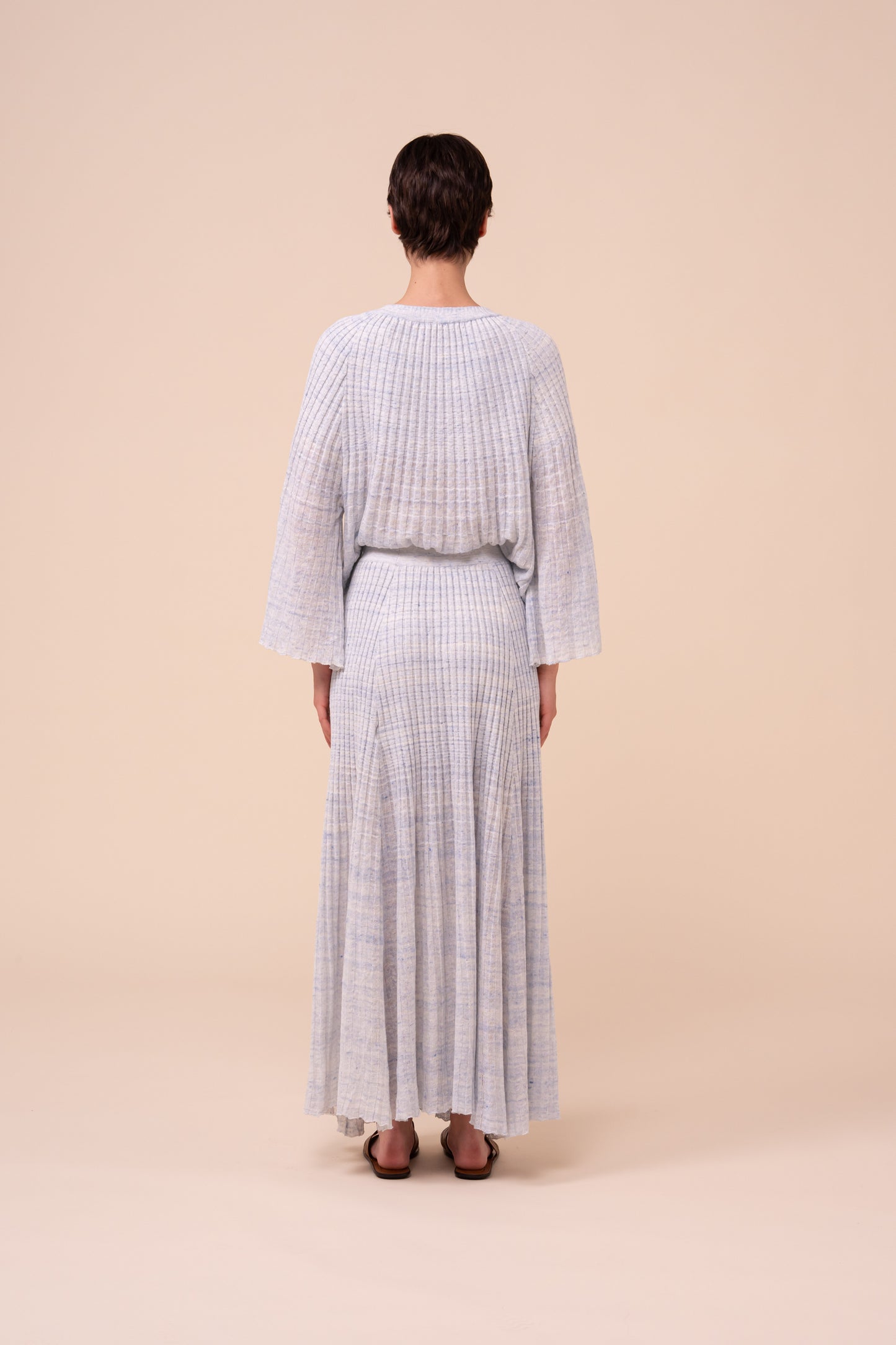 Ellen Cairo Ribbed Knit Skirt - WHITE