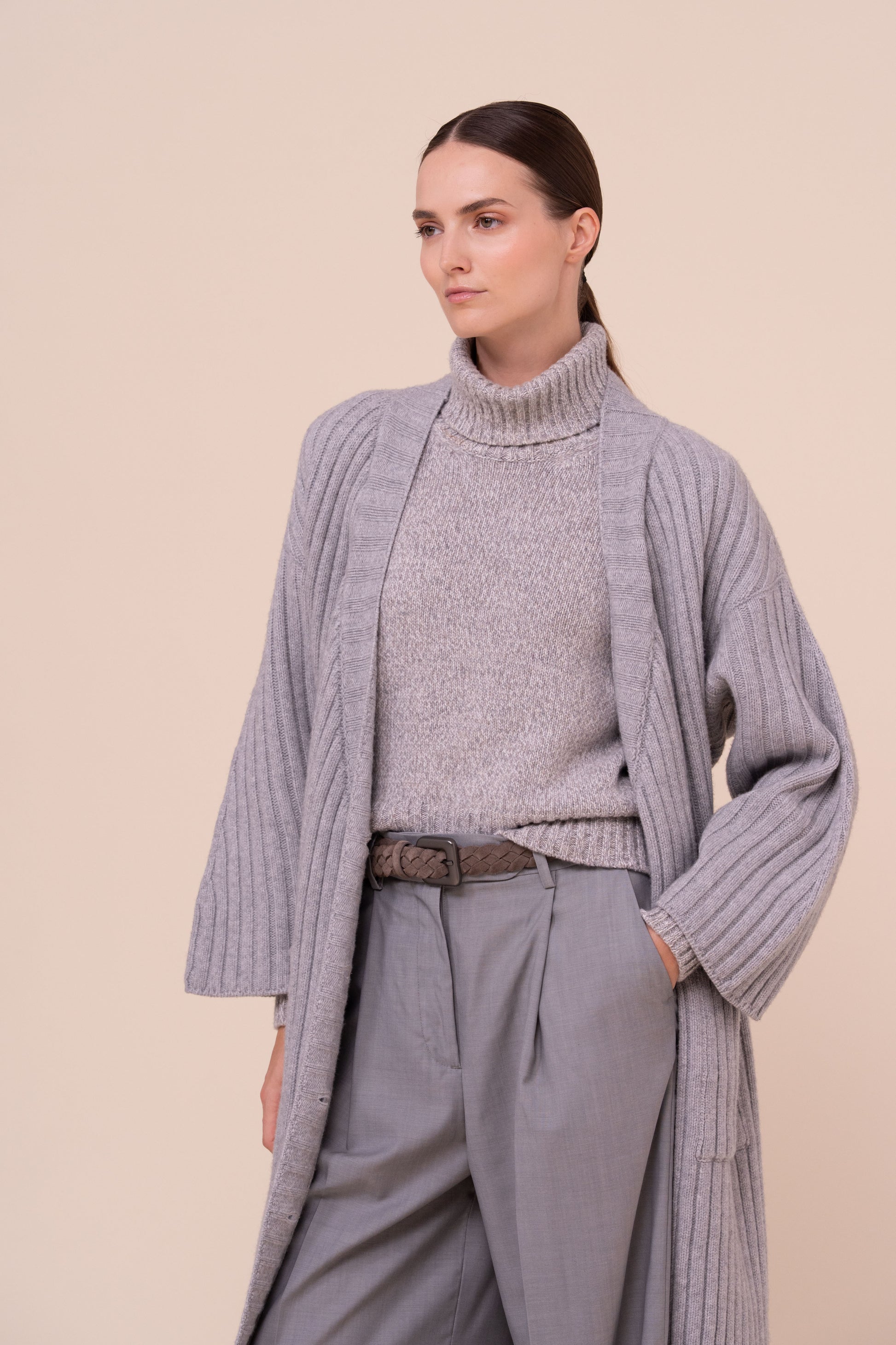 Mirne cardigan lungo in lana e cashmere - LIGHTGRAY