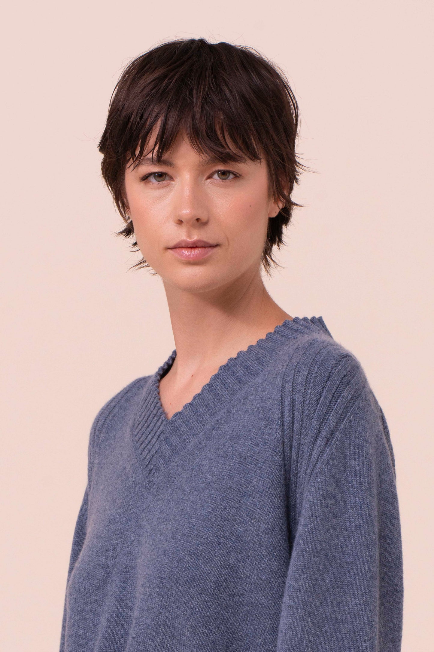 Adalia maglia scollo a V in Cash cashmere - LIGHTDENIM