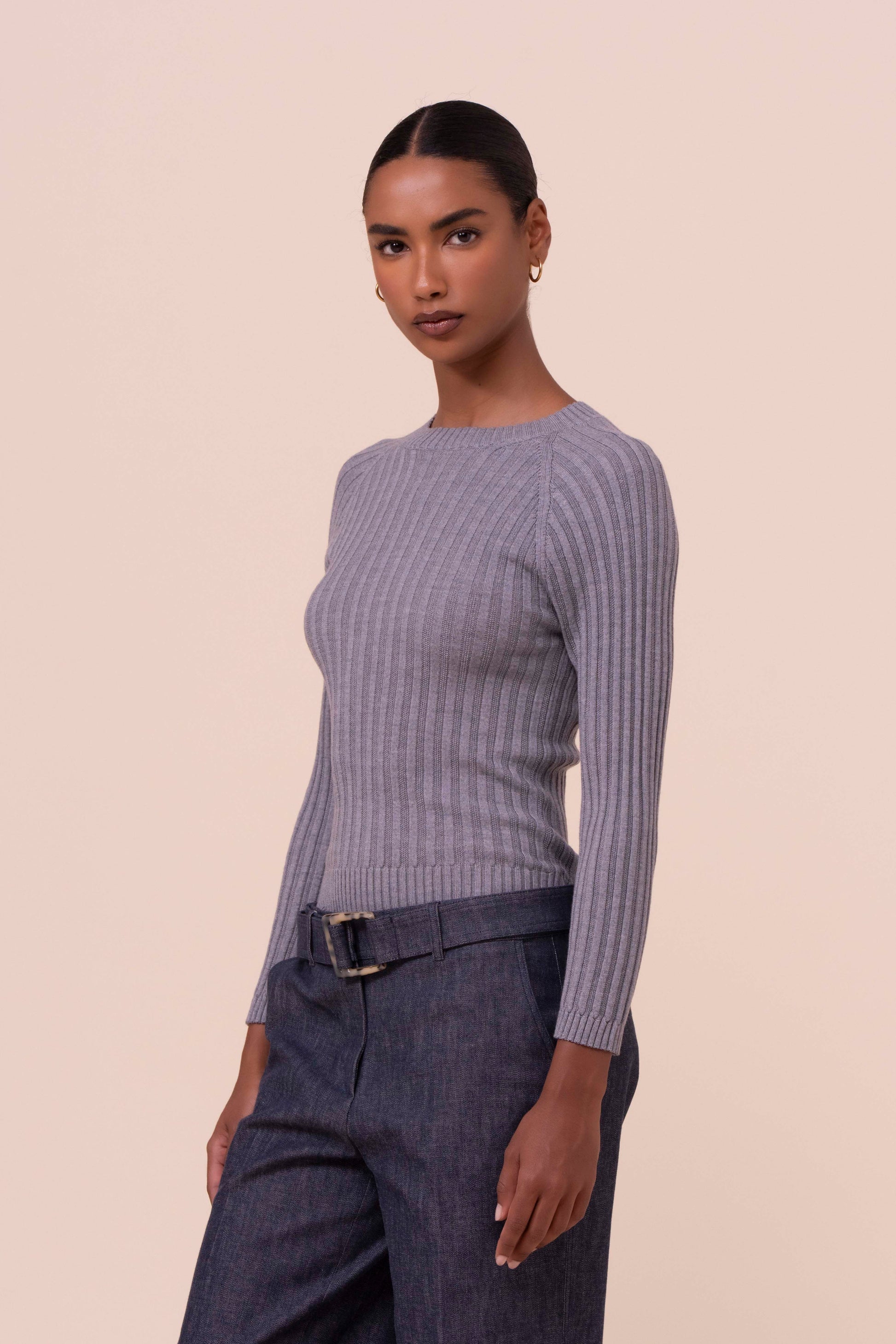 Mila maglia con scollo a barca in Finewool - FLANNEL