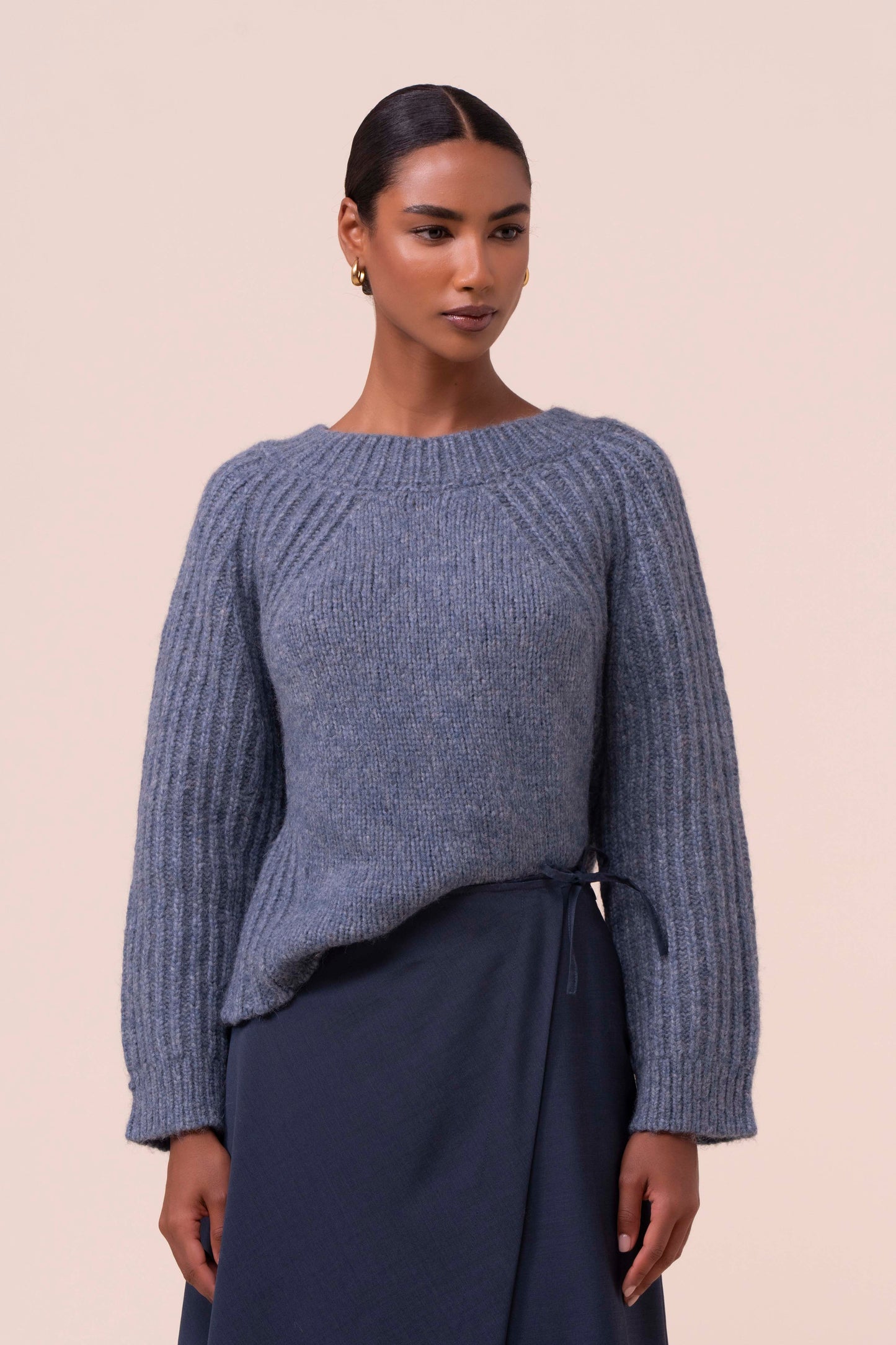 Delma maglia girocollo in alpaca e lana - LIGHTDENIM