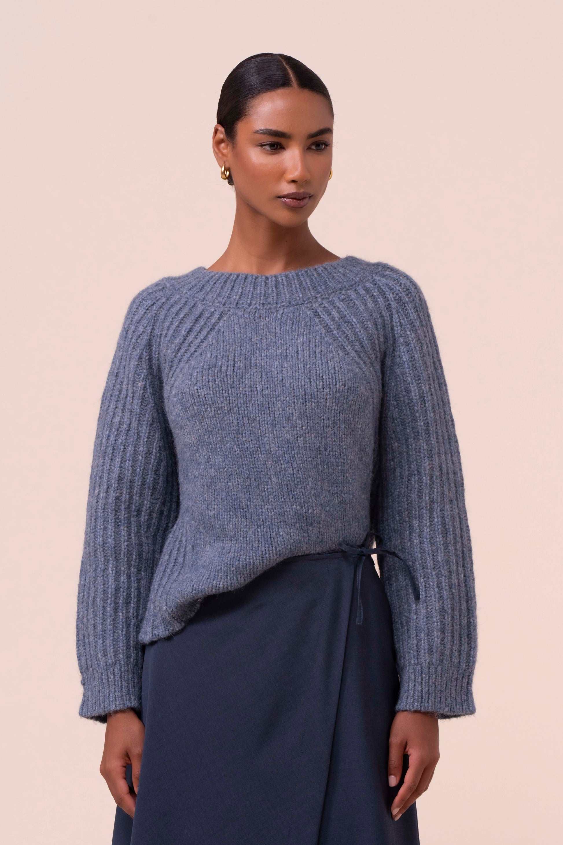 Delma maglia girocollo in alpaca e lana - LIGHTDENIM