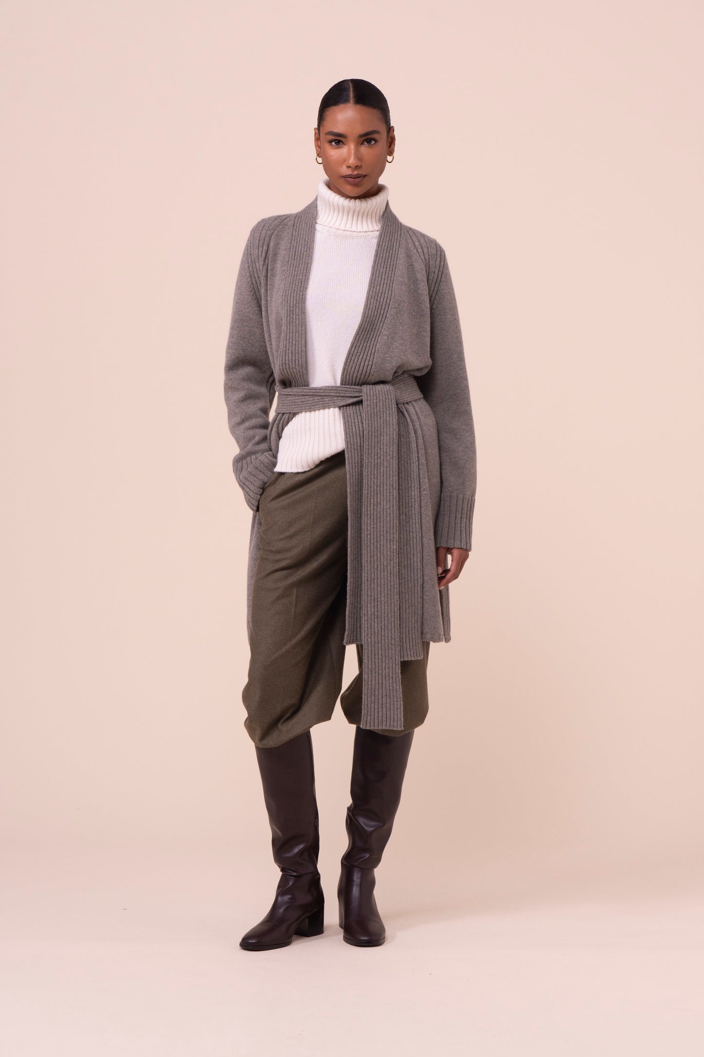 Sole cardigan in Cash cashmere - SAGEGREEN