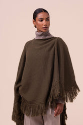 Tia mantella in alpaca e cotone con frange