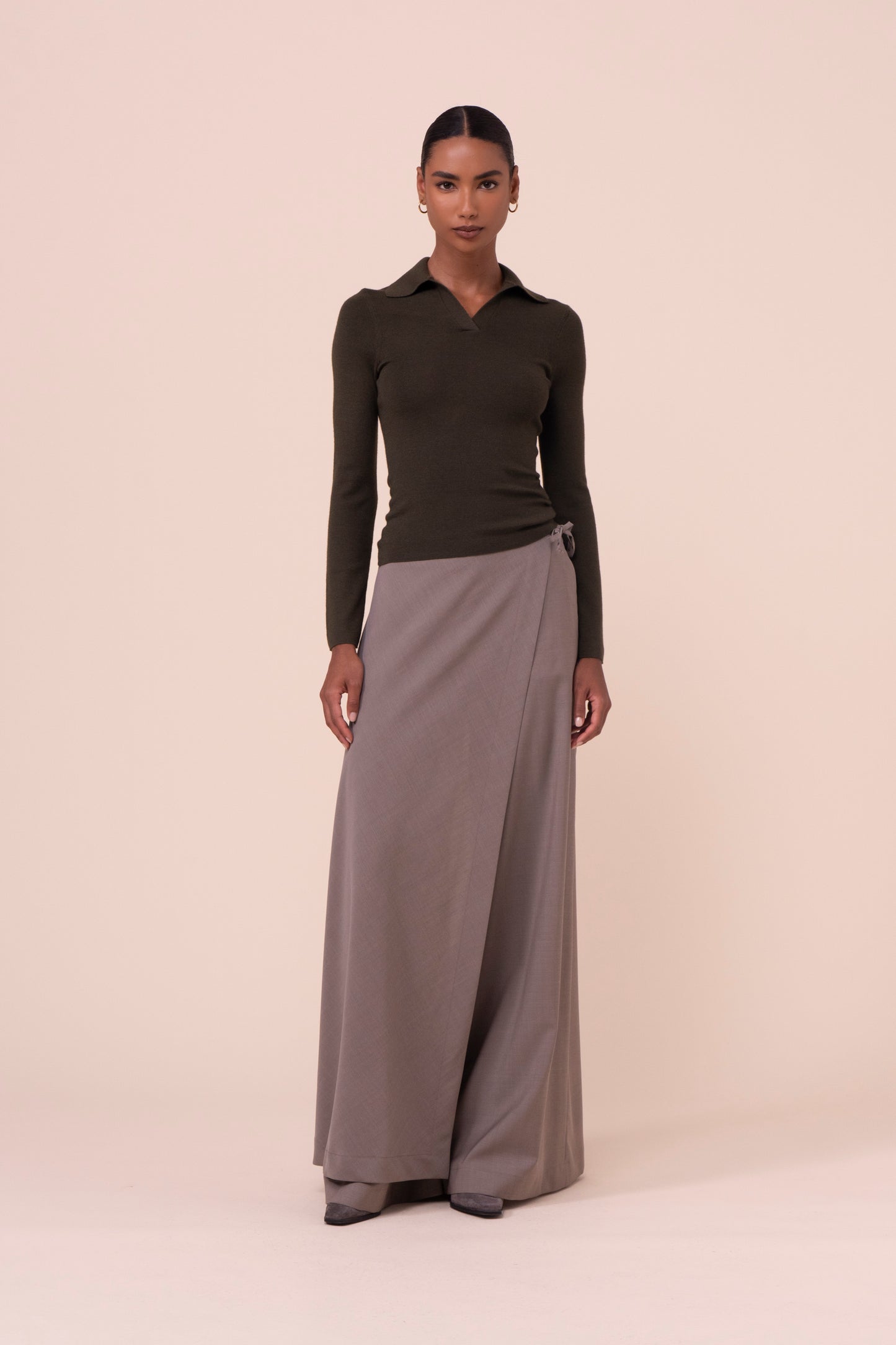 Lammie Pearly polo in cashmere e seta - OLIVEGREENMELANGE