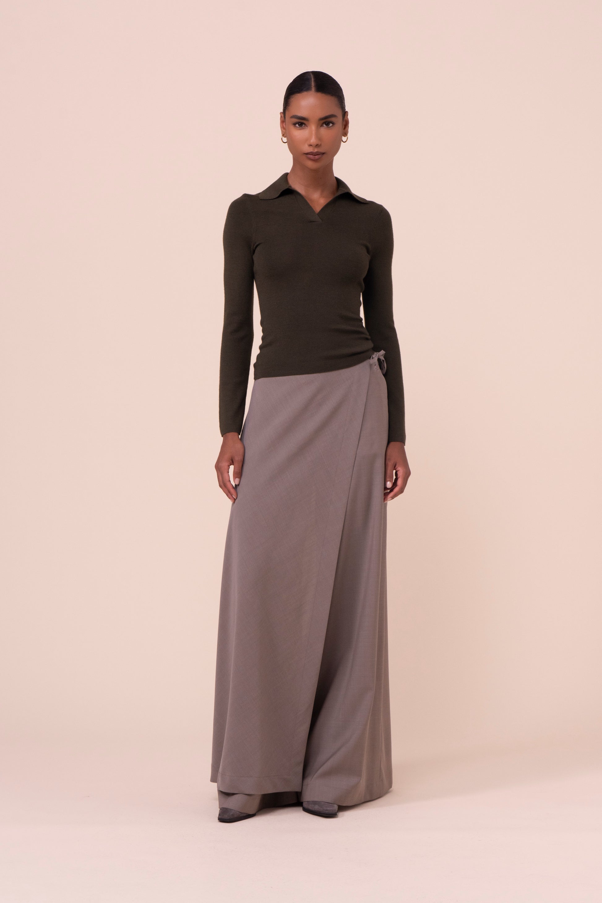 Lammie Pearly polo in cashmere e seta - OLIVEGREENMELANGE
