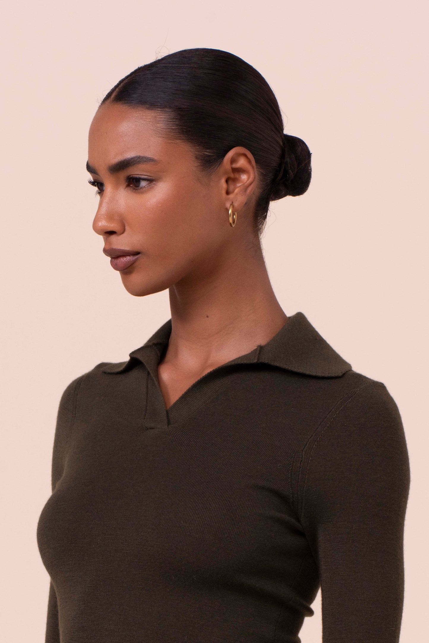 Lammie Pearly polo in cashmere e seta - OLIVEGREENMELANGE