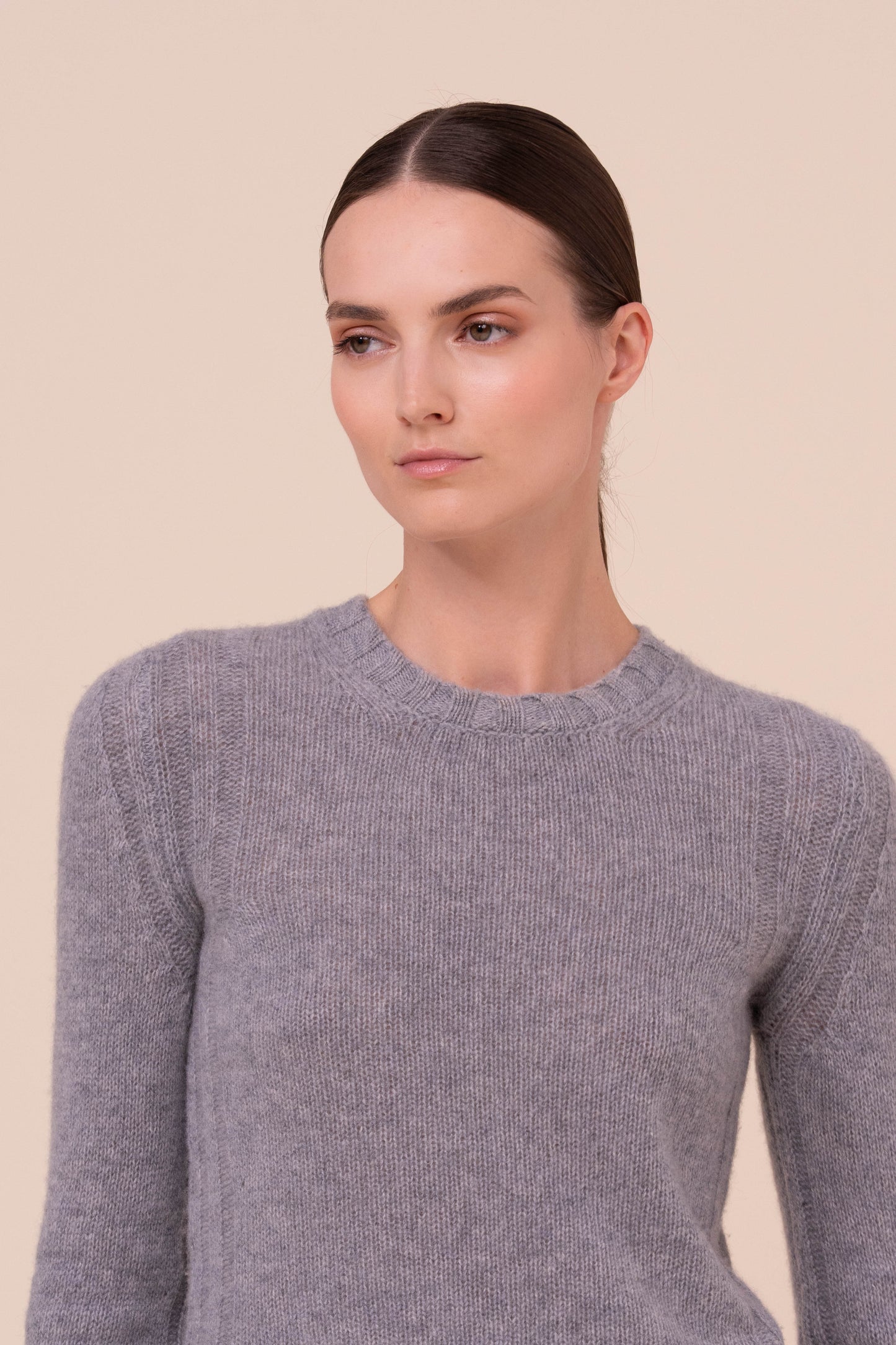 Claudia girocollo in cashmere Feather - GRAY