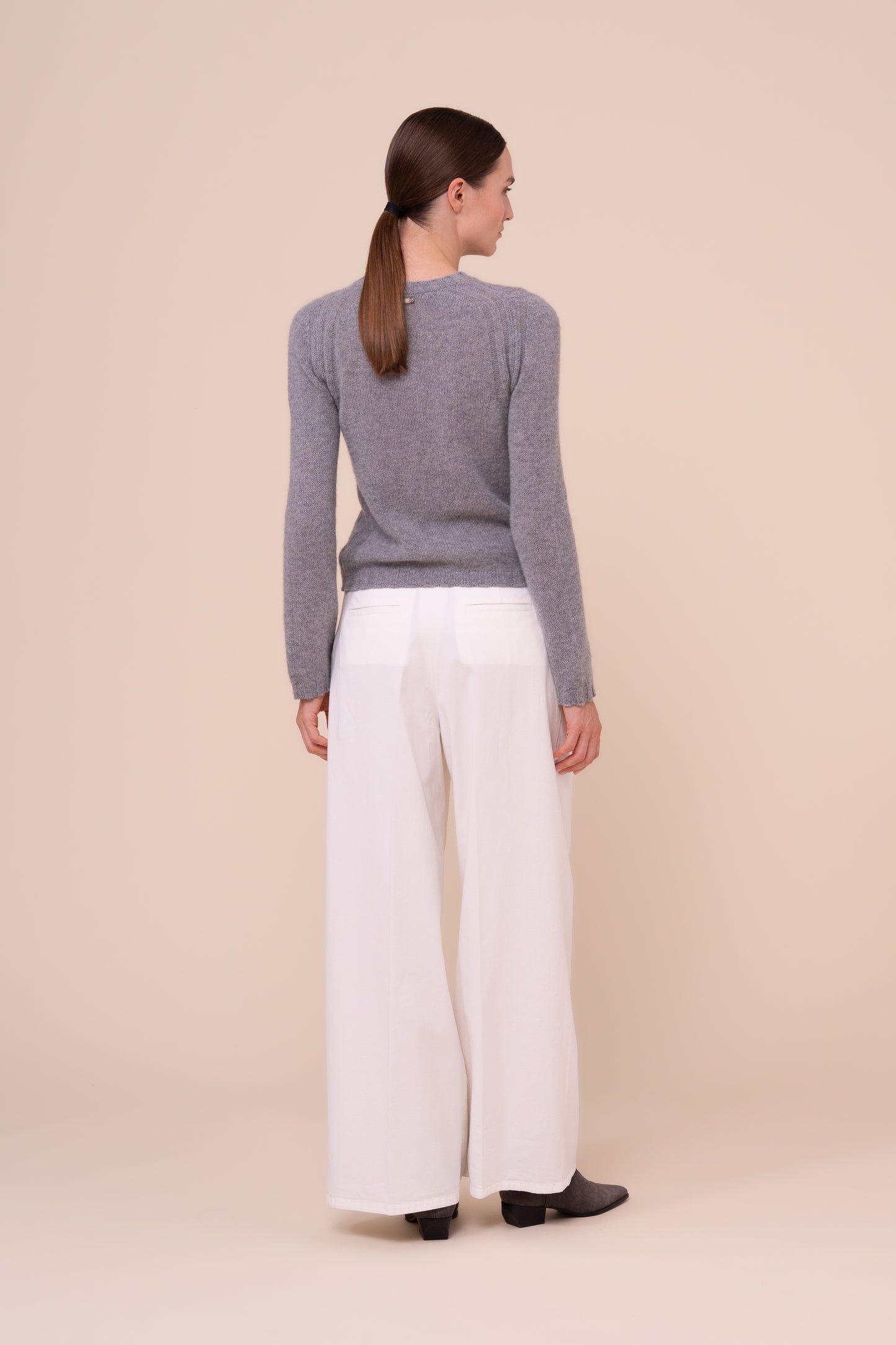 Claudia girocollo in cashmere Feather - GRAY