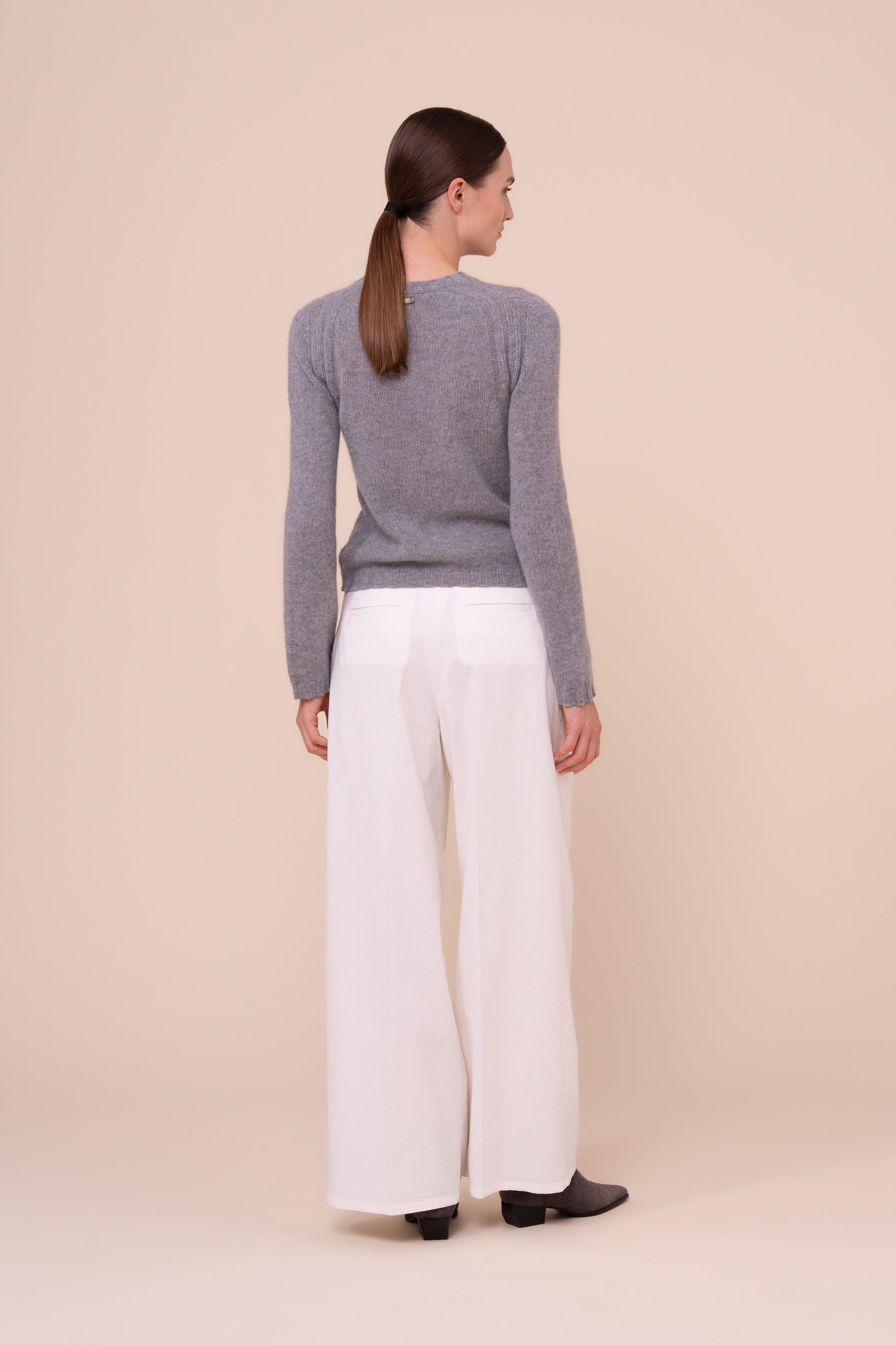 Claudia girocollo in cashmere Feather - GRAY