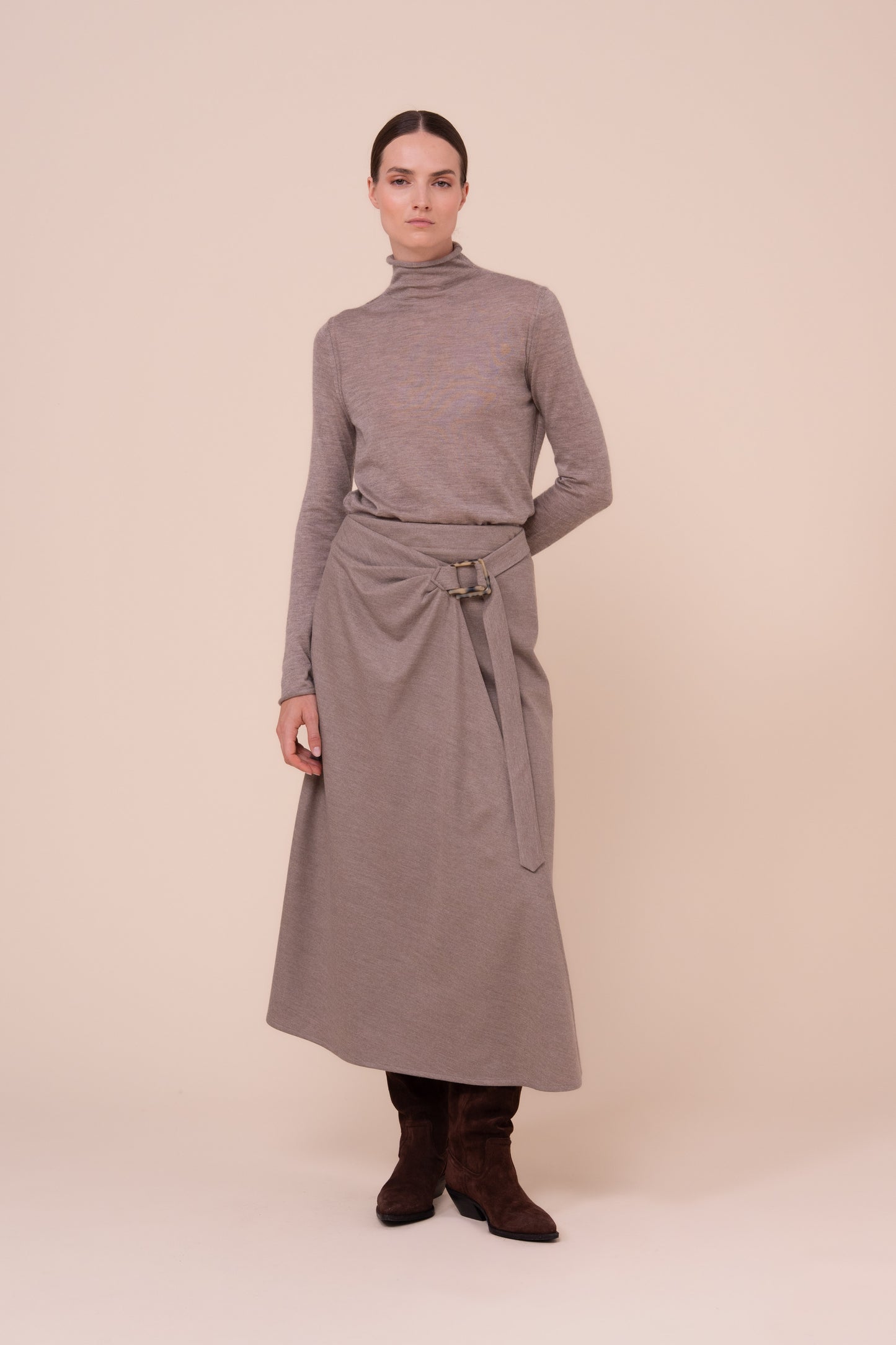 Lacy Pearly Cashmere-Silk Turtleneck - ROPEMELANGE