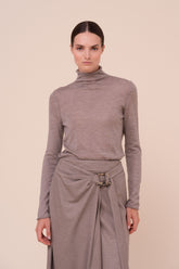 Lacy Pearly Cashmere-Silk Turtleneck
