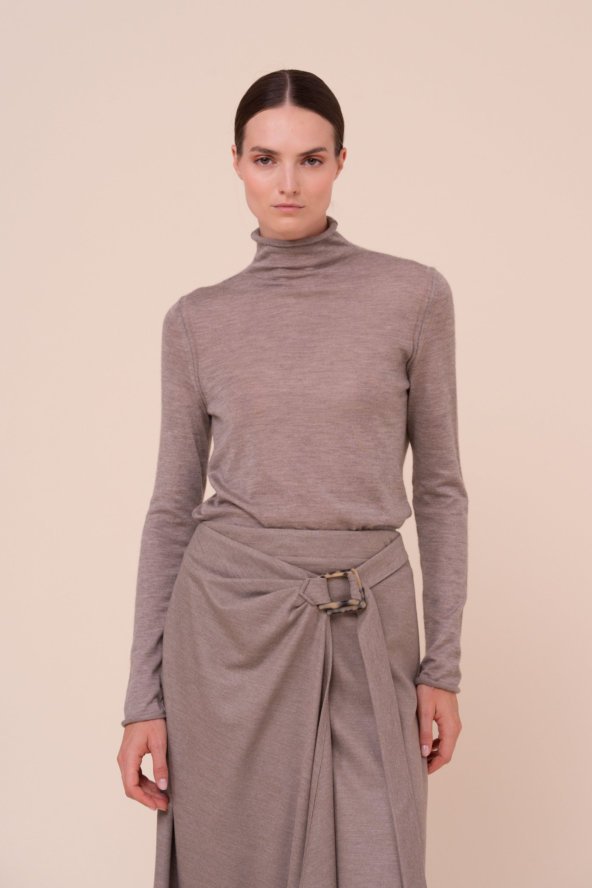Lacy Pearly Cashmere-Silk Turtleneck - ROPEMELANGE