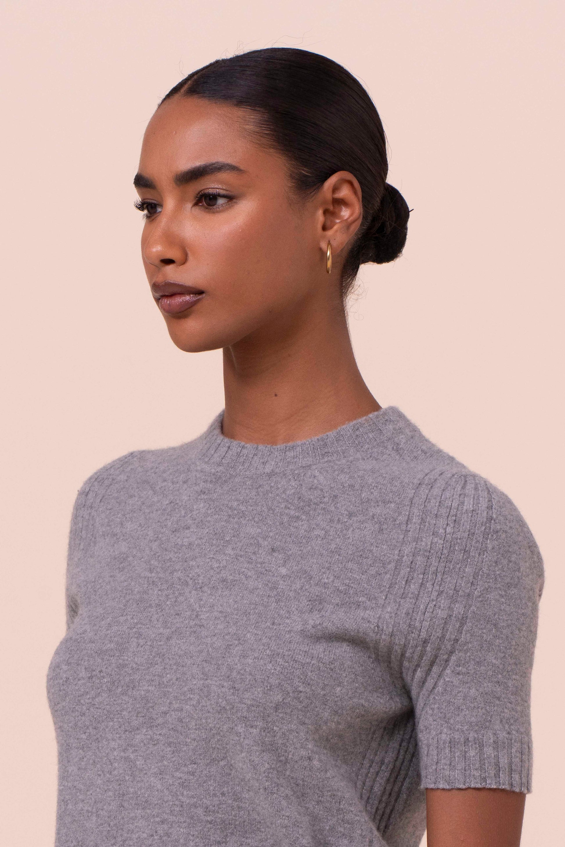 Delia T-shirt in lana Geelong - GRAY