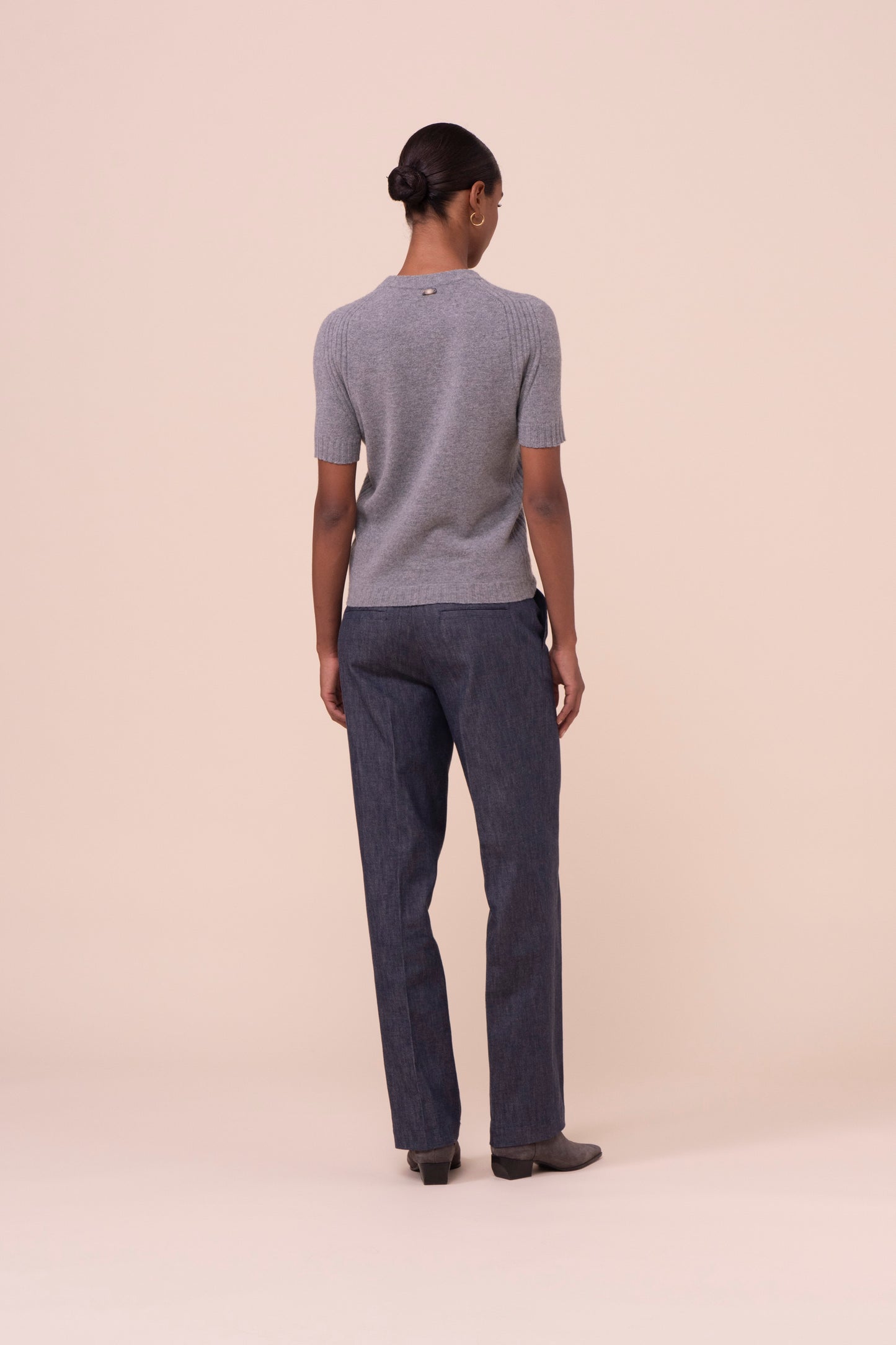 Delia T-shirt in lana Geelong - GRAY