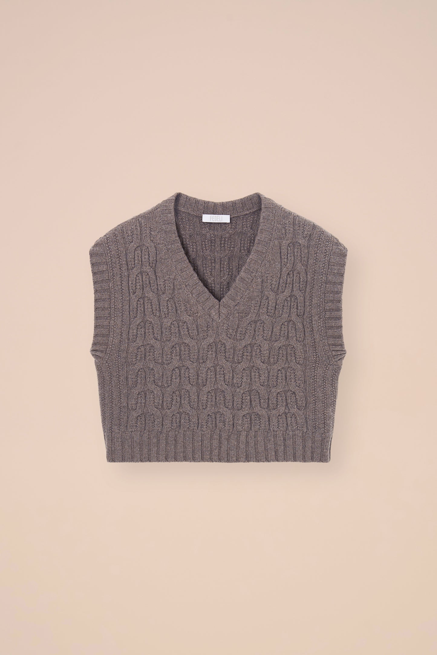 Dena gilet in cashmere a trecce - SAGEGREEN
