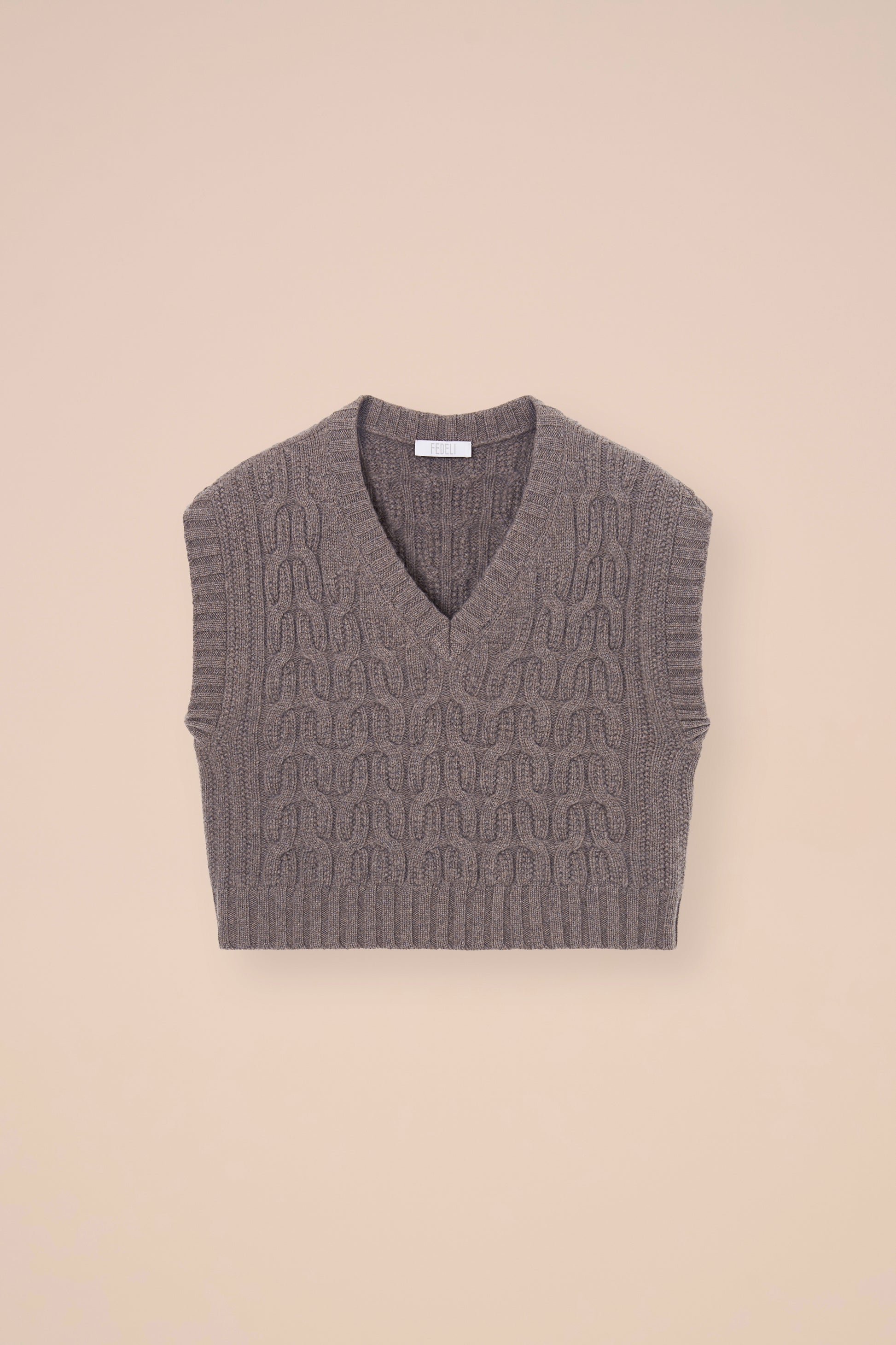Dena gilet in cashmere a trecce - SAGEGREEN