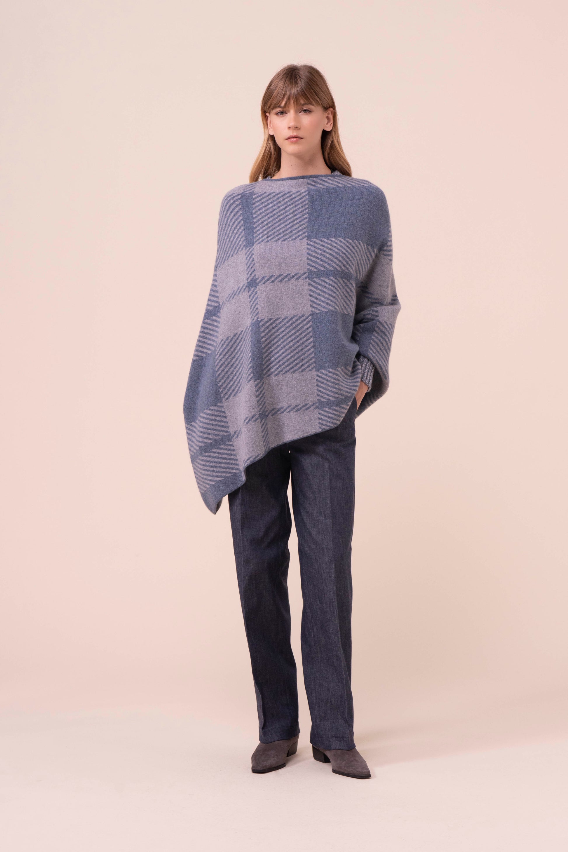 Maite Cashmere Jaquard Cape - LIGHTDENIM