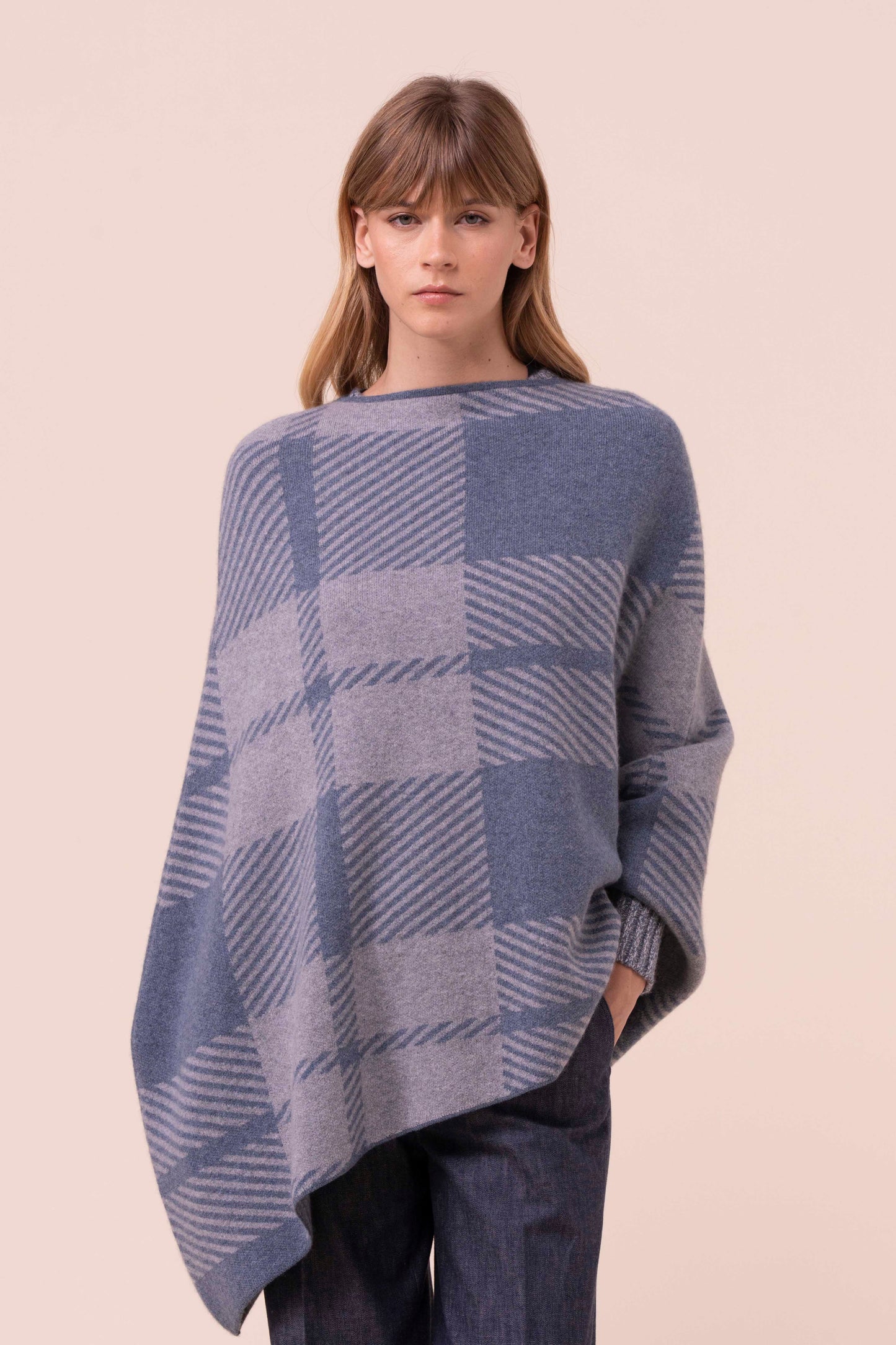 Maite Cashmere Jaquard Cape - LIGHTDENIM