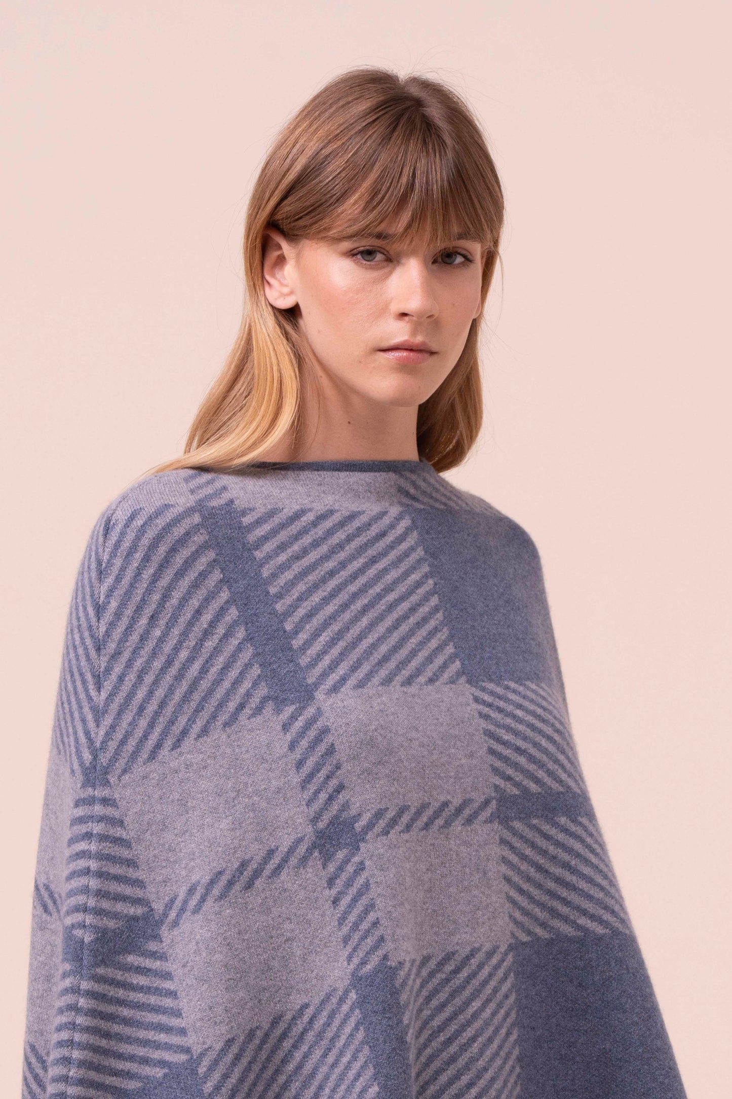 Maite Cashmere Jaquard Cape - LIGHTDENIM
