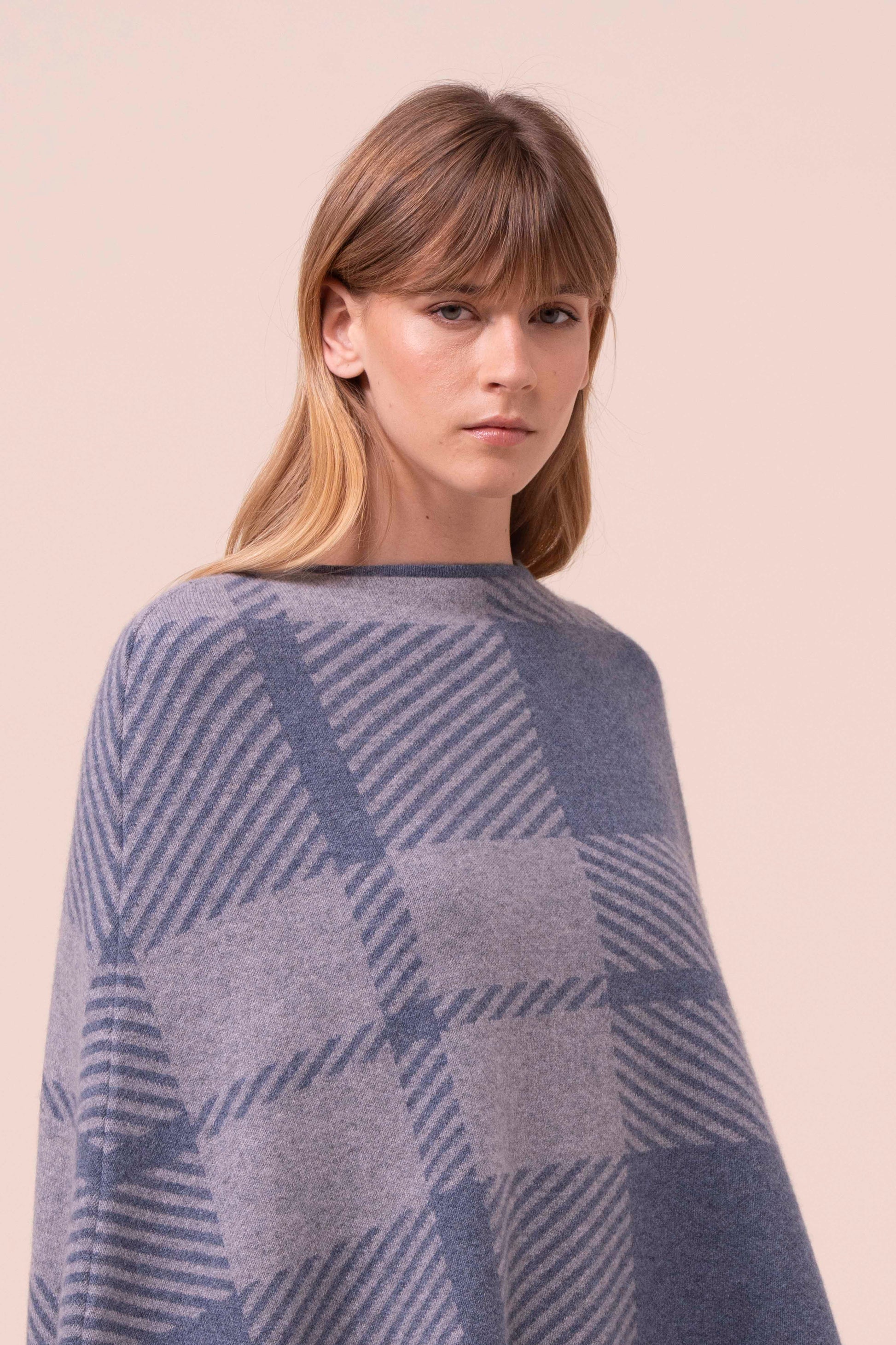 Maite Cashmere Jaquard Cape - LIGHTDENIM