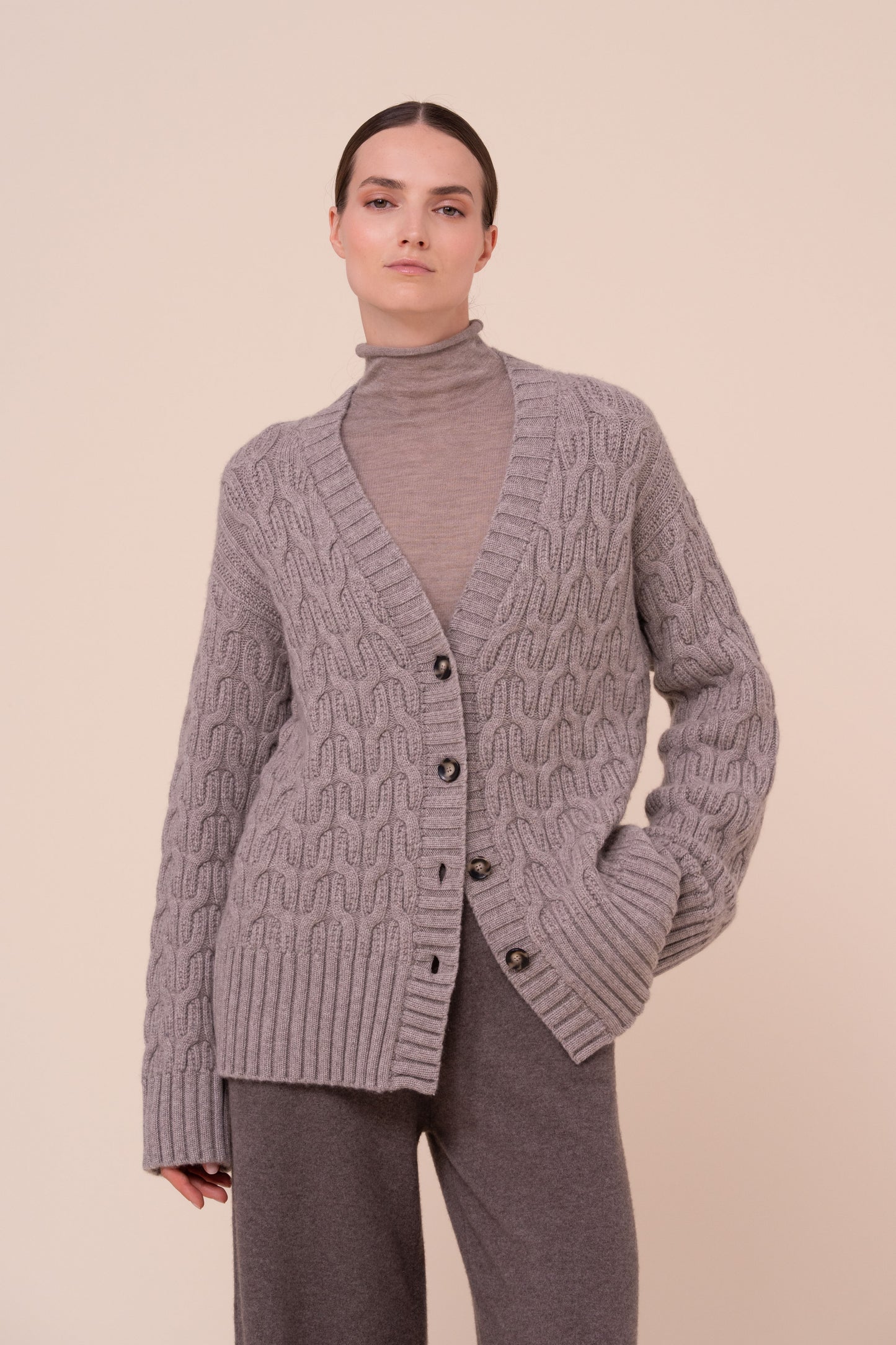 Maddi cardigan in cashmere a trecce - ROPEMELANGE
